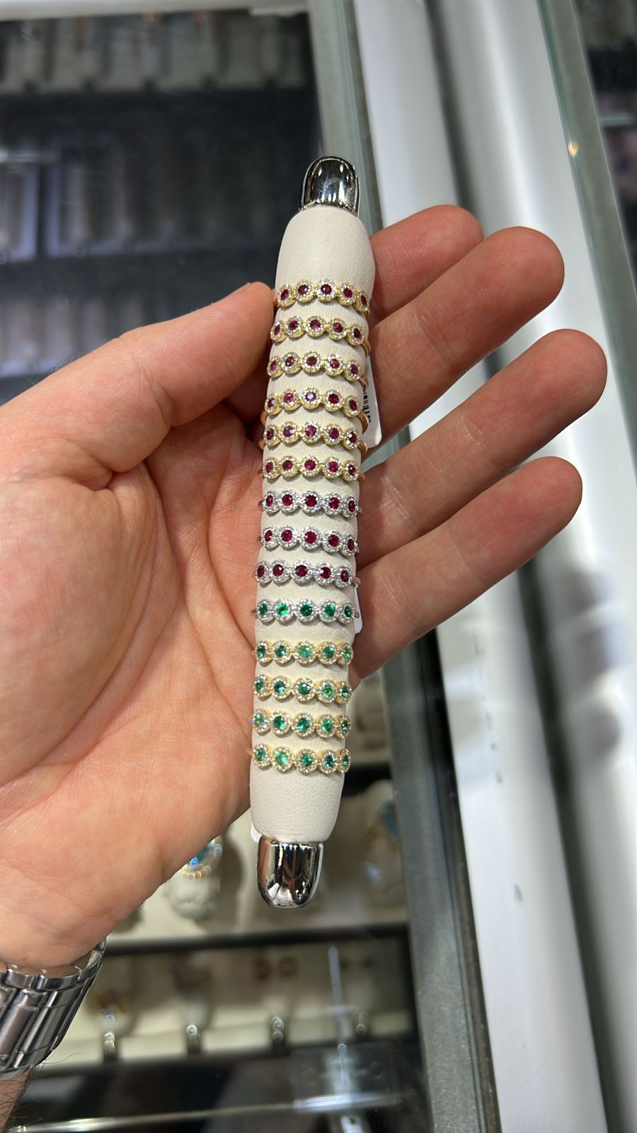 Anillo Rubi/Esmeralda oro 14k