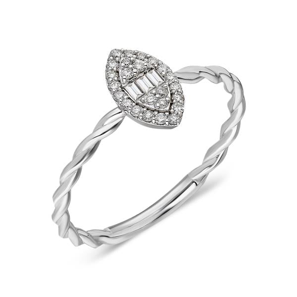 Anillo En Oro Blanco De 14K Con Diamante 0.11 Ct