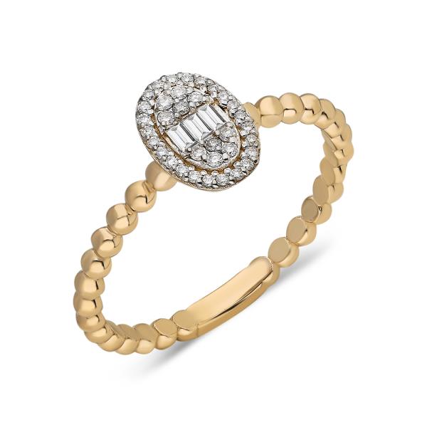 Anillo En Oro Amarillo De 14K Con Diamante 0.13 Ct