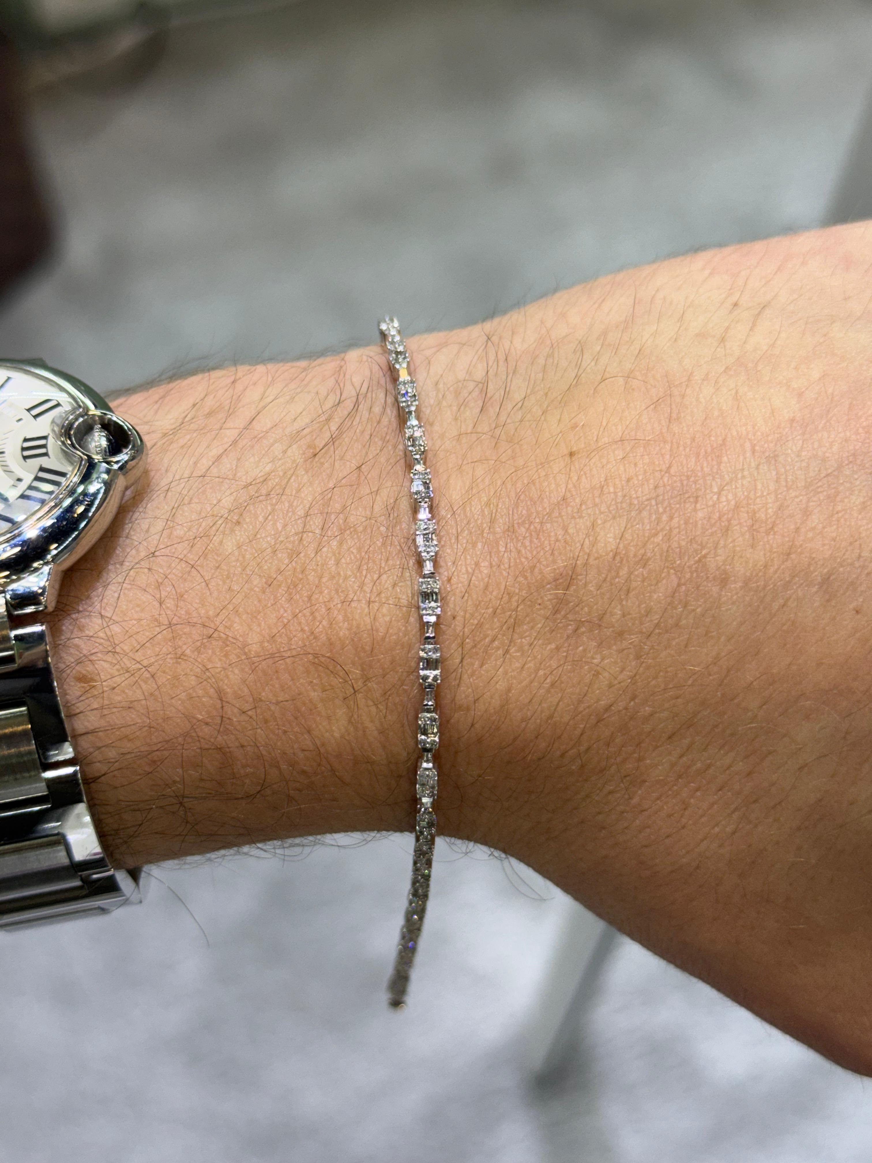 Pulsera de Oro Blanco 14K con Diamante