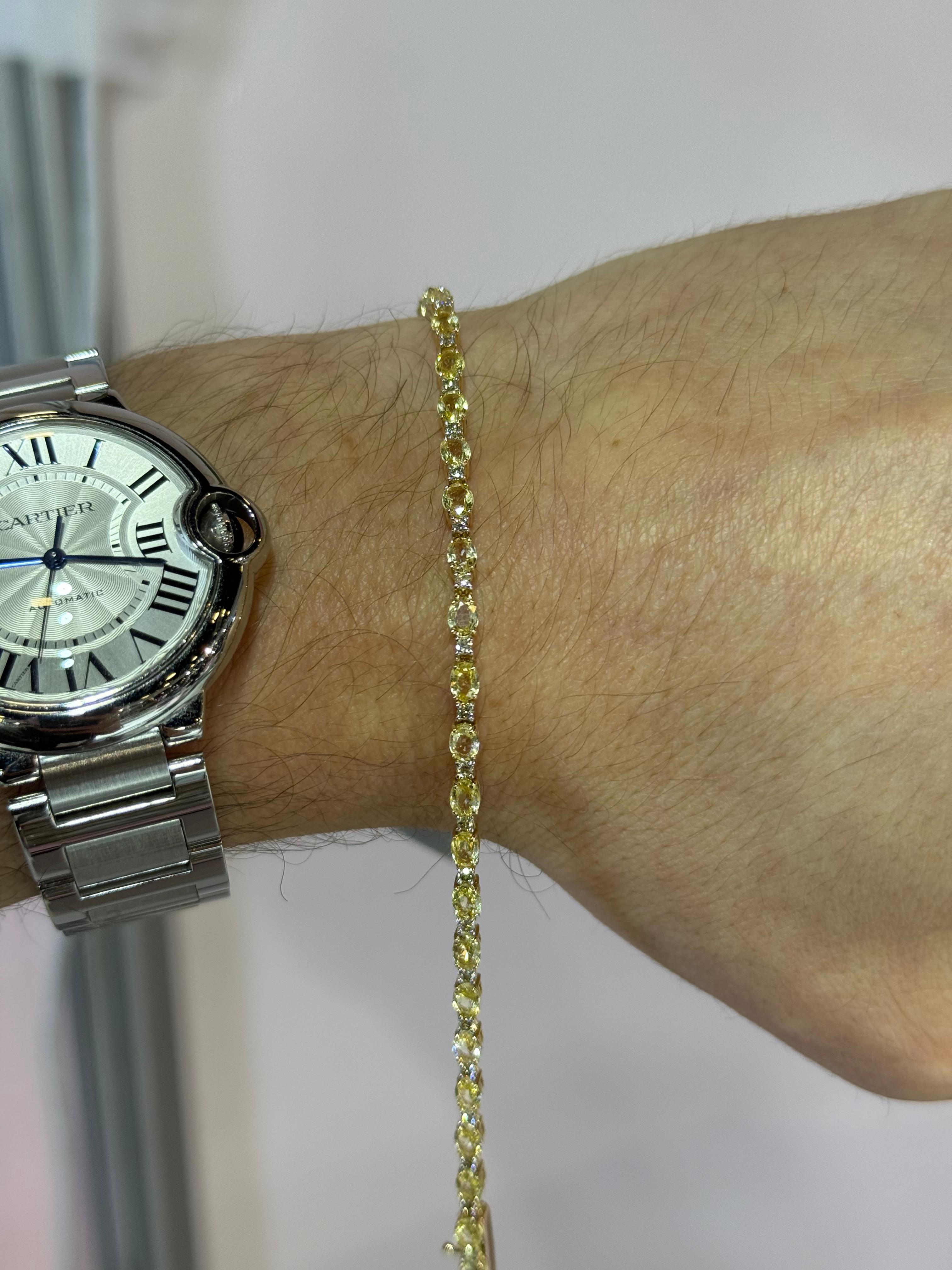 Pulsera de Oro Amarillo 14K con Diamante y Zafiro Amarillo