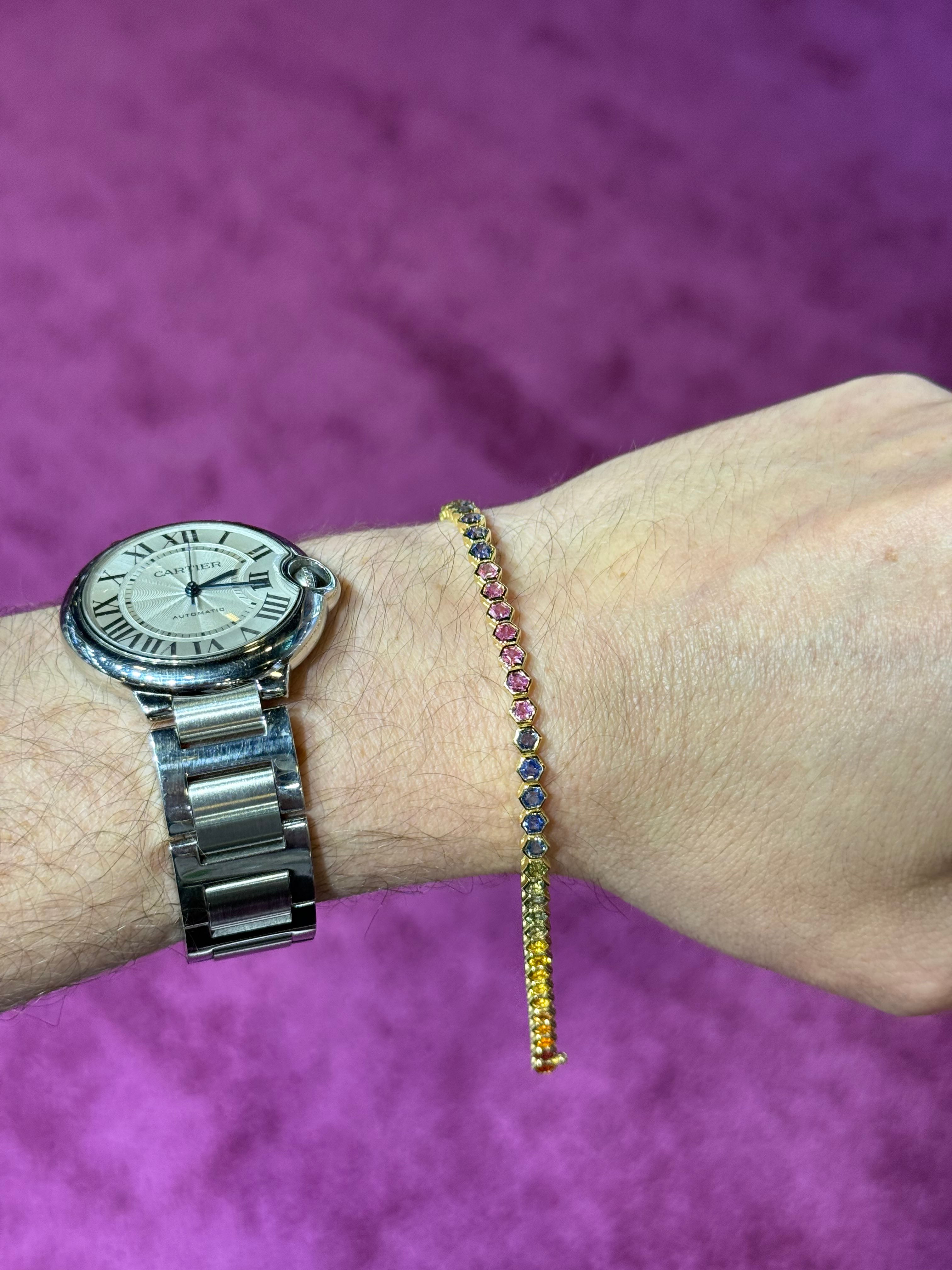Pulsera de  14K con Multi Zafiro