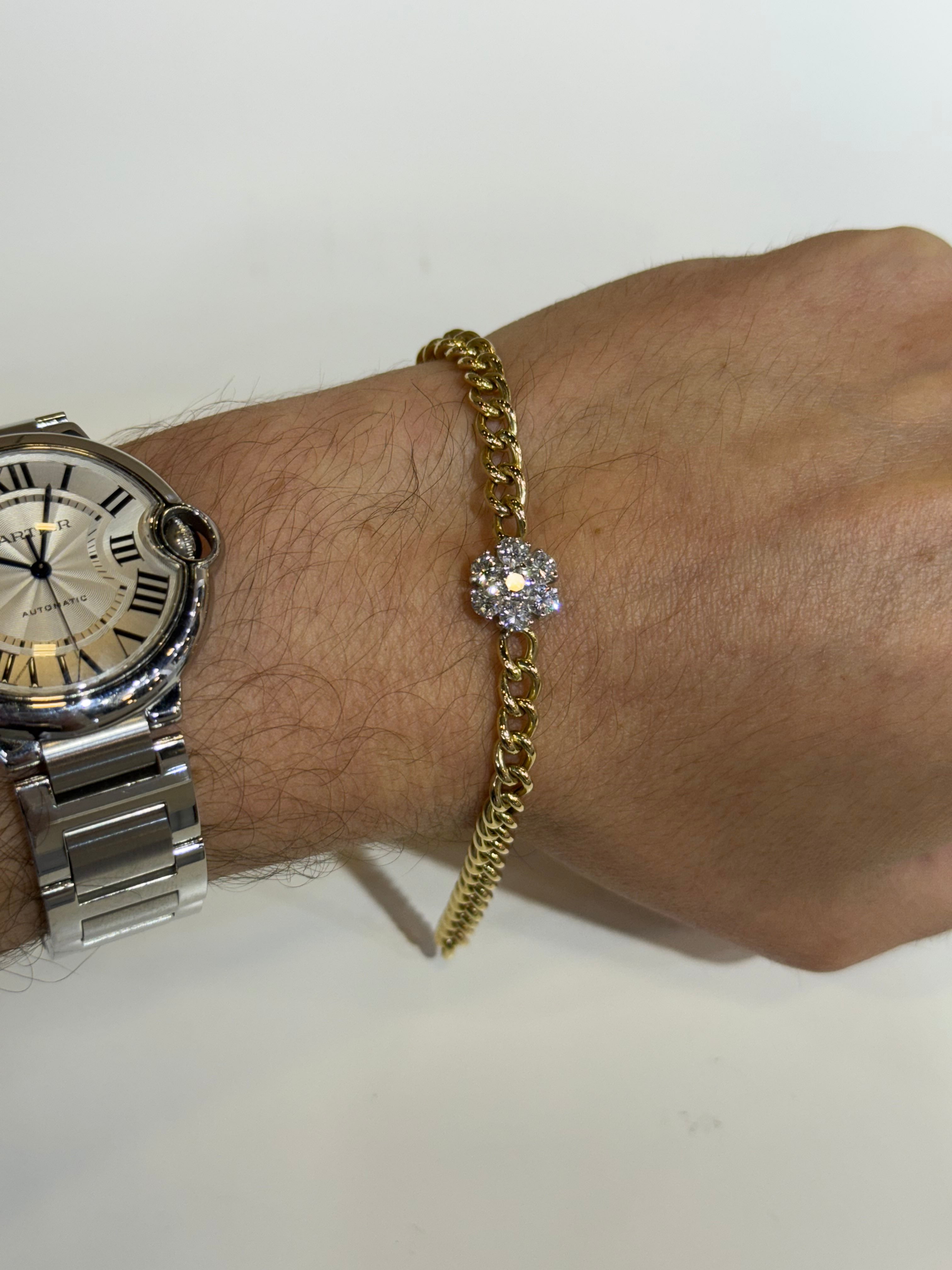 Pulsera de Oro Amarillo 14K con Diamante