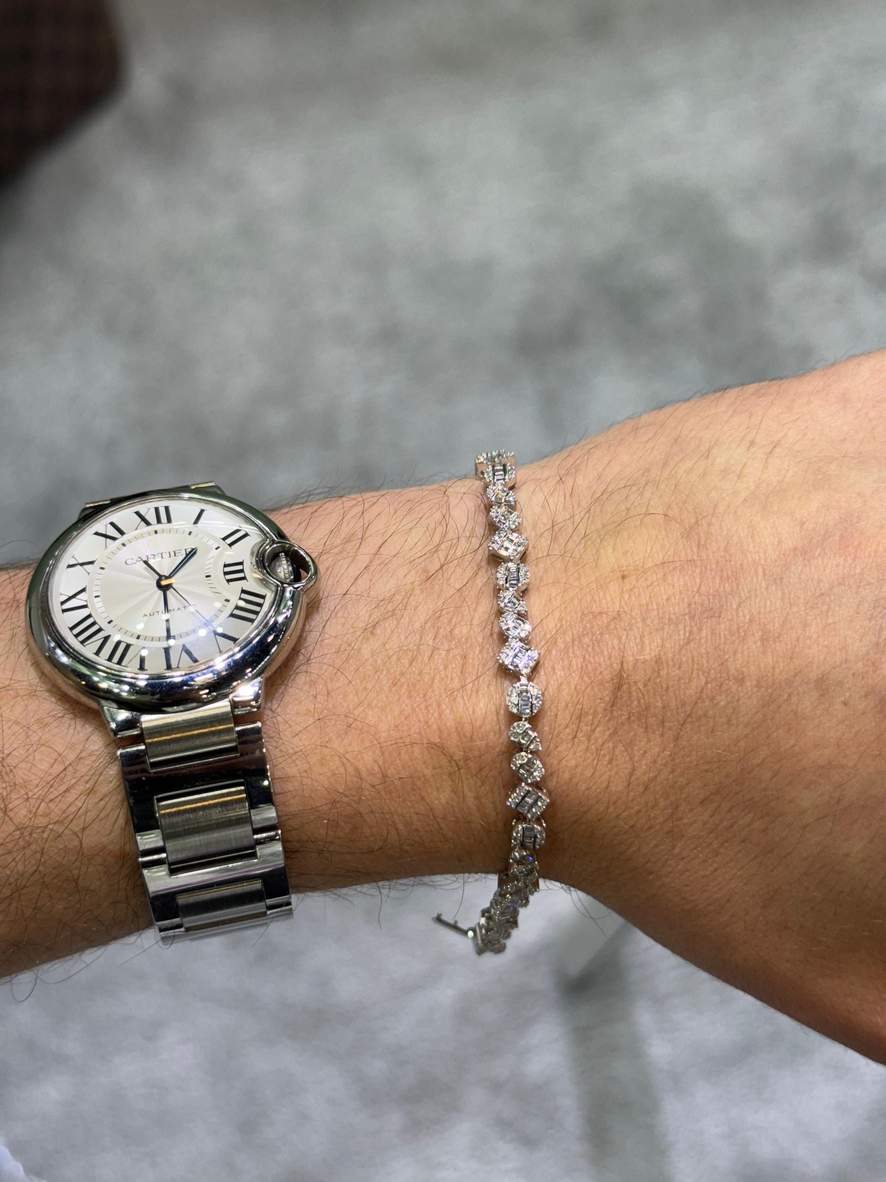 Pulsera de Oro Blanco 14K con Diamante
