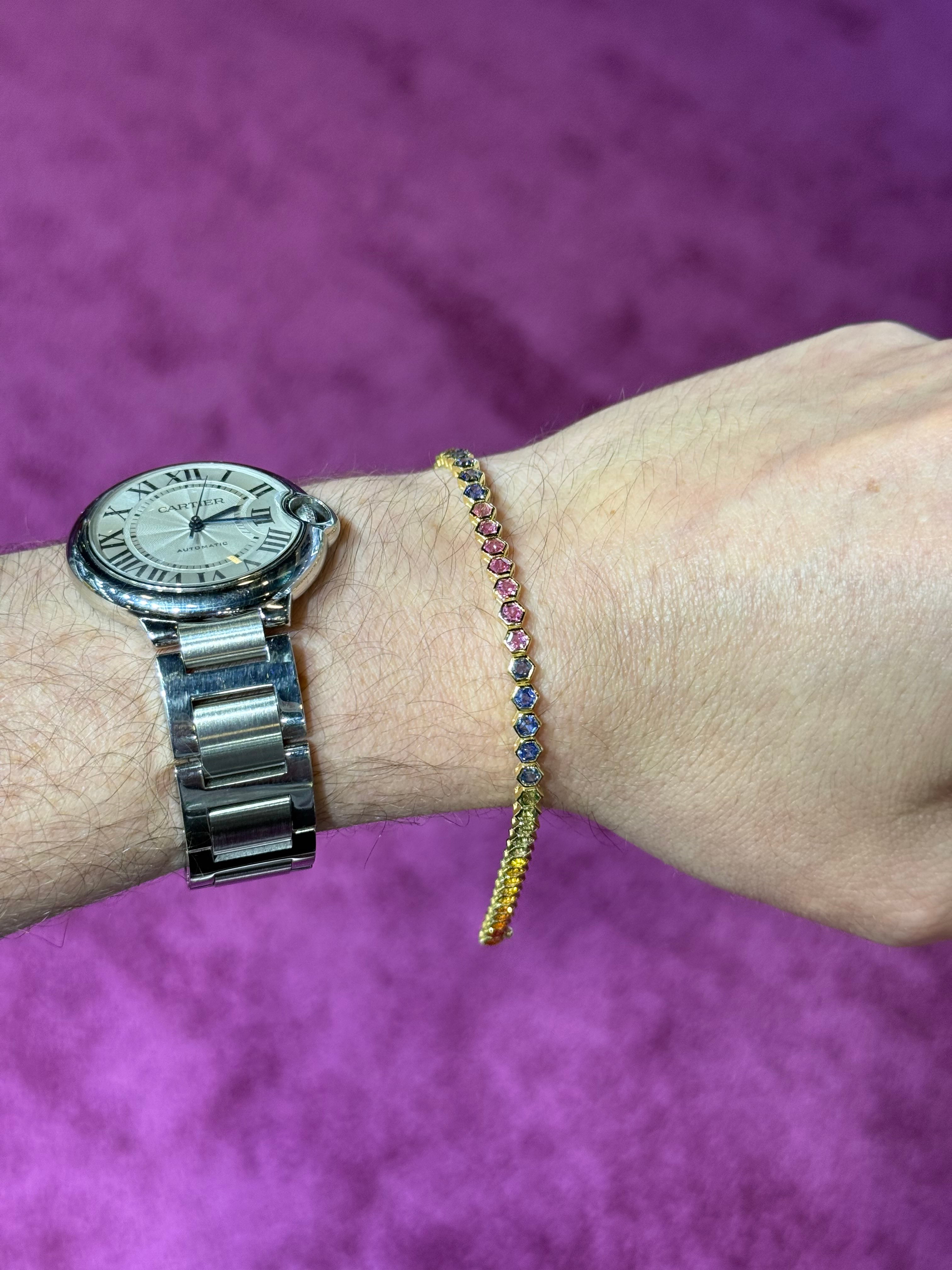 Pulsera de  14K con Multi Zafiro