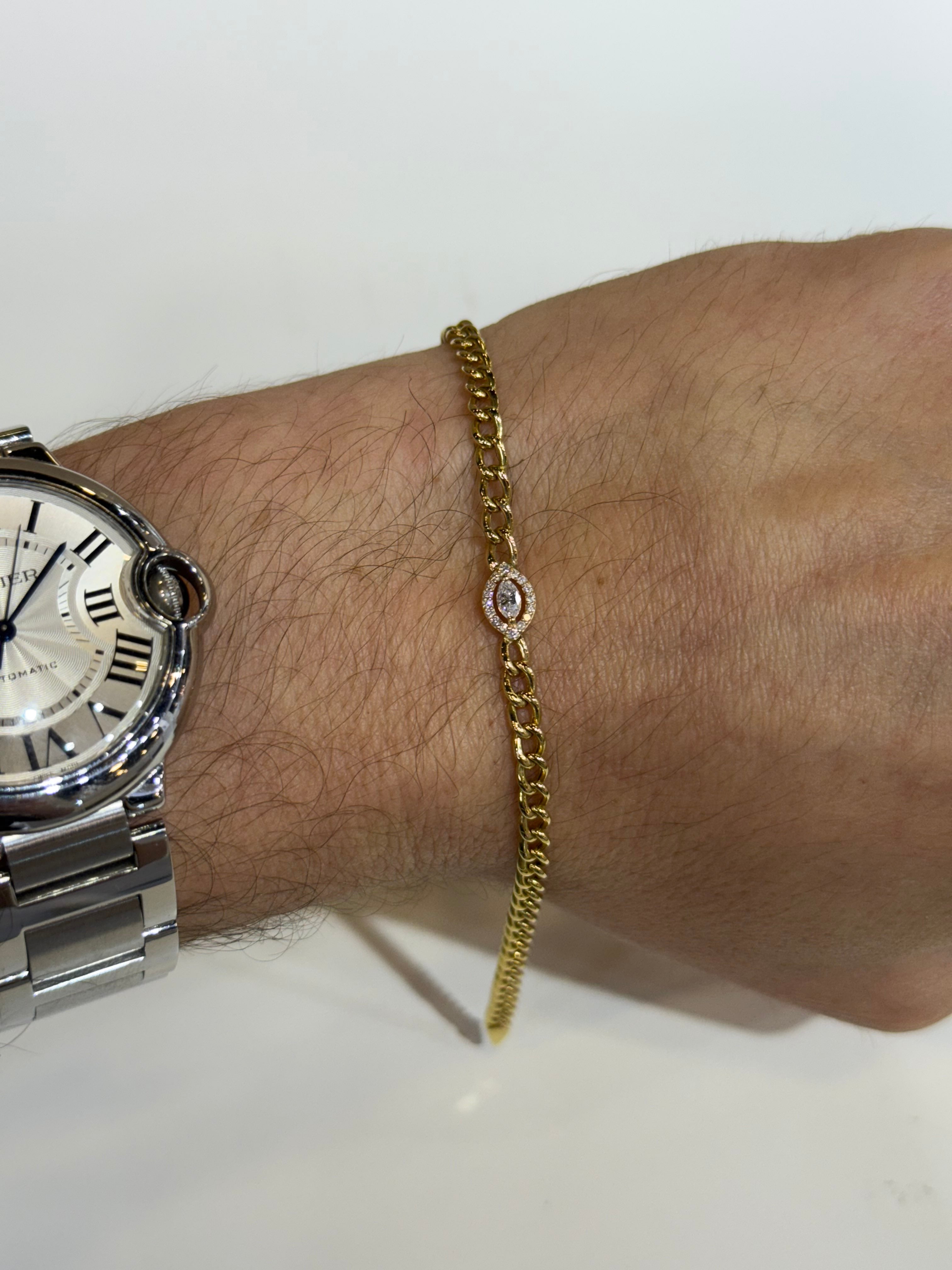 Pulsera de Oro Amarillo 14K con Diamante