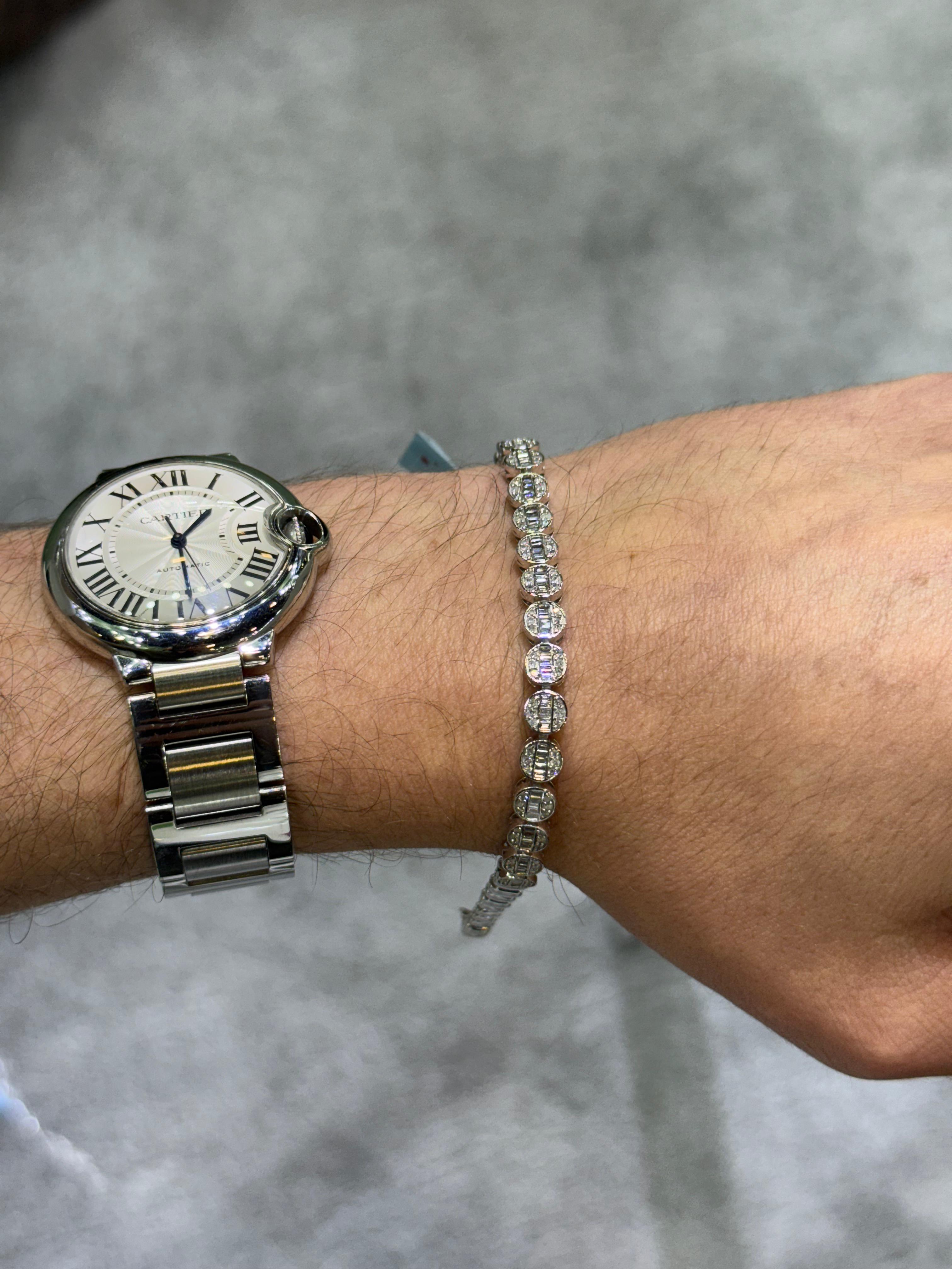 Pulsera de Oro Blanco 14K con Diamante