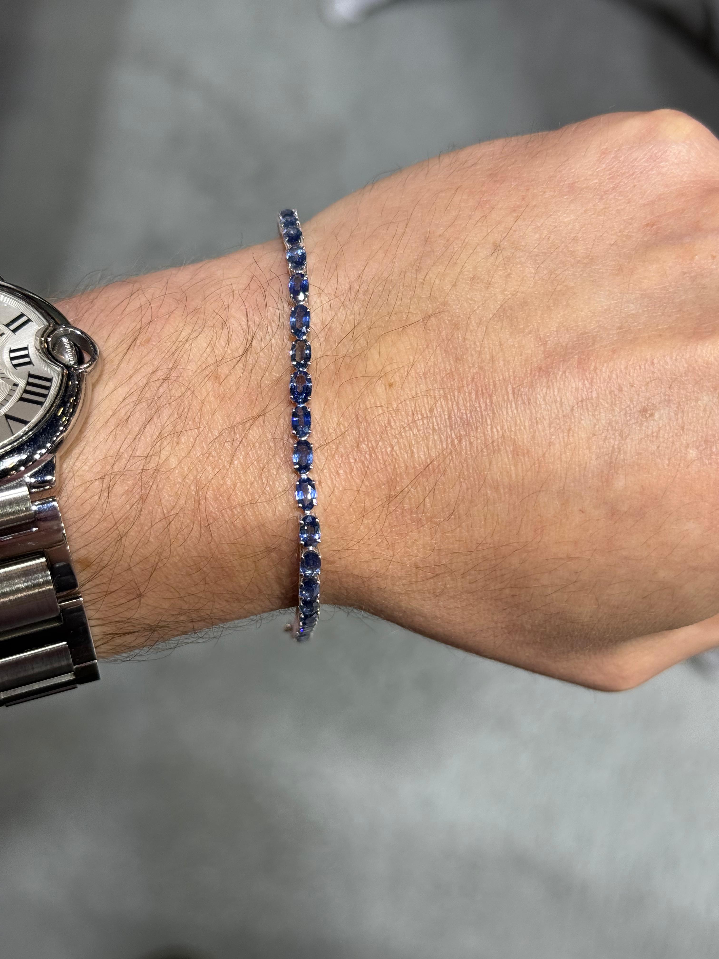 Pulsera de Oro Blanco 18K con Zafiro
