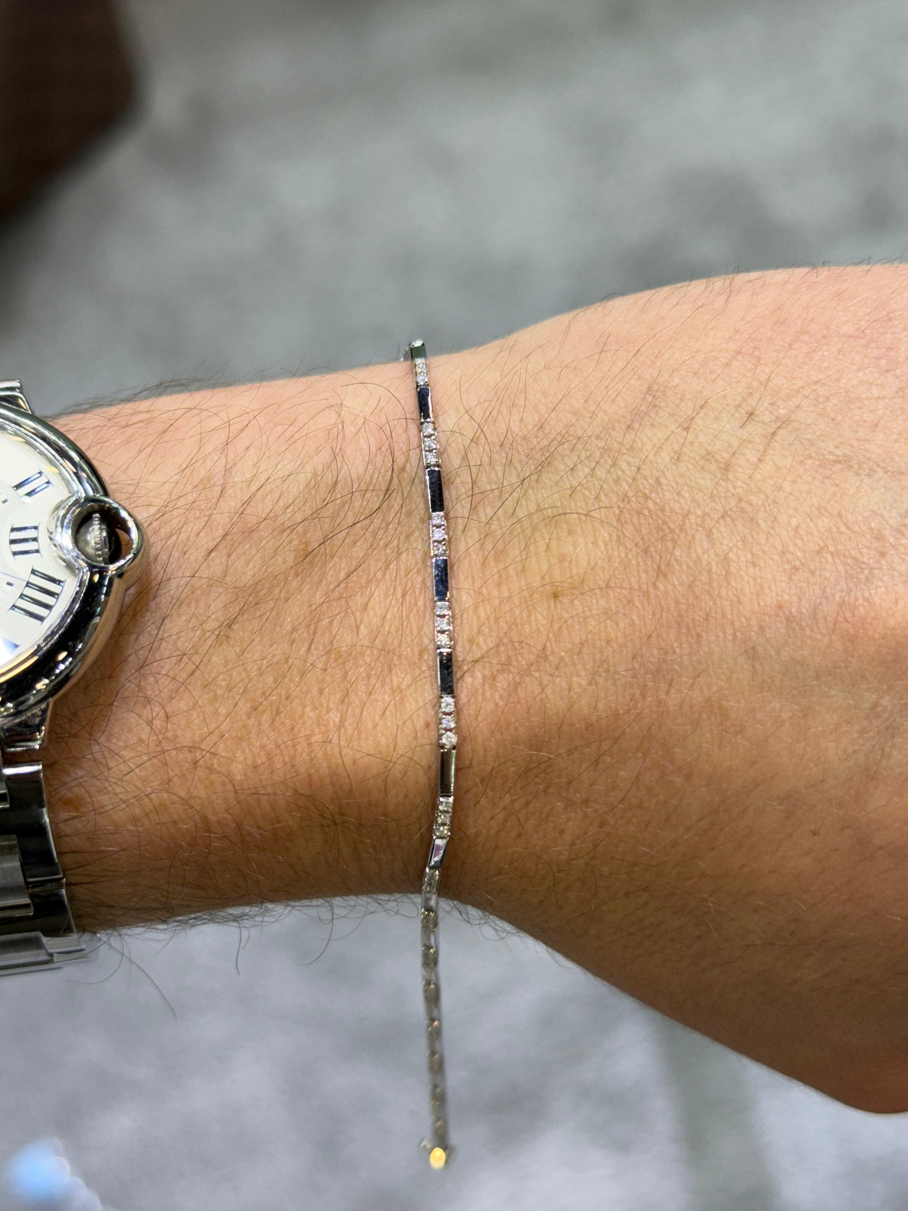 Pulsera de Oro Blanco 14K con Diamante