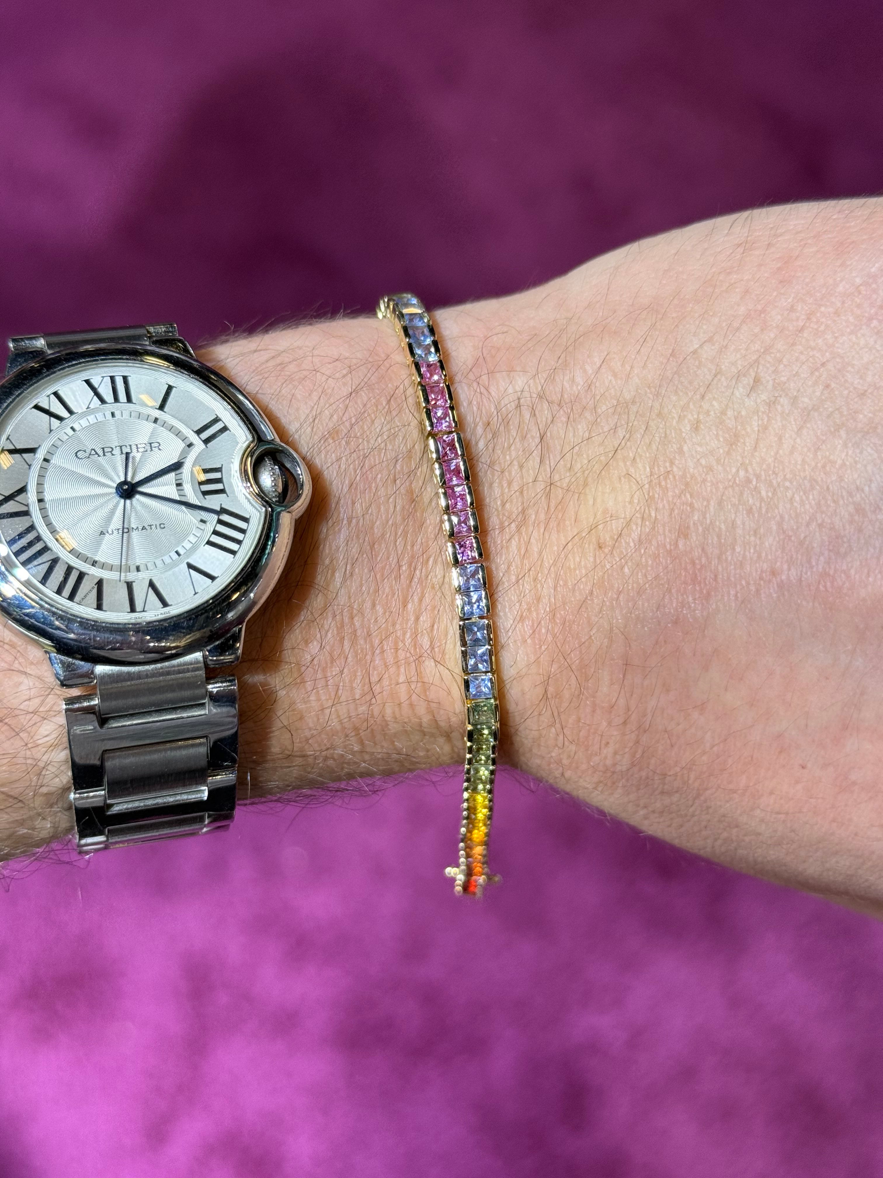 Pulsera de Oro Amarillo 14K con Zafiro