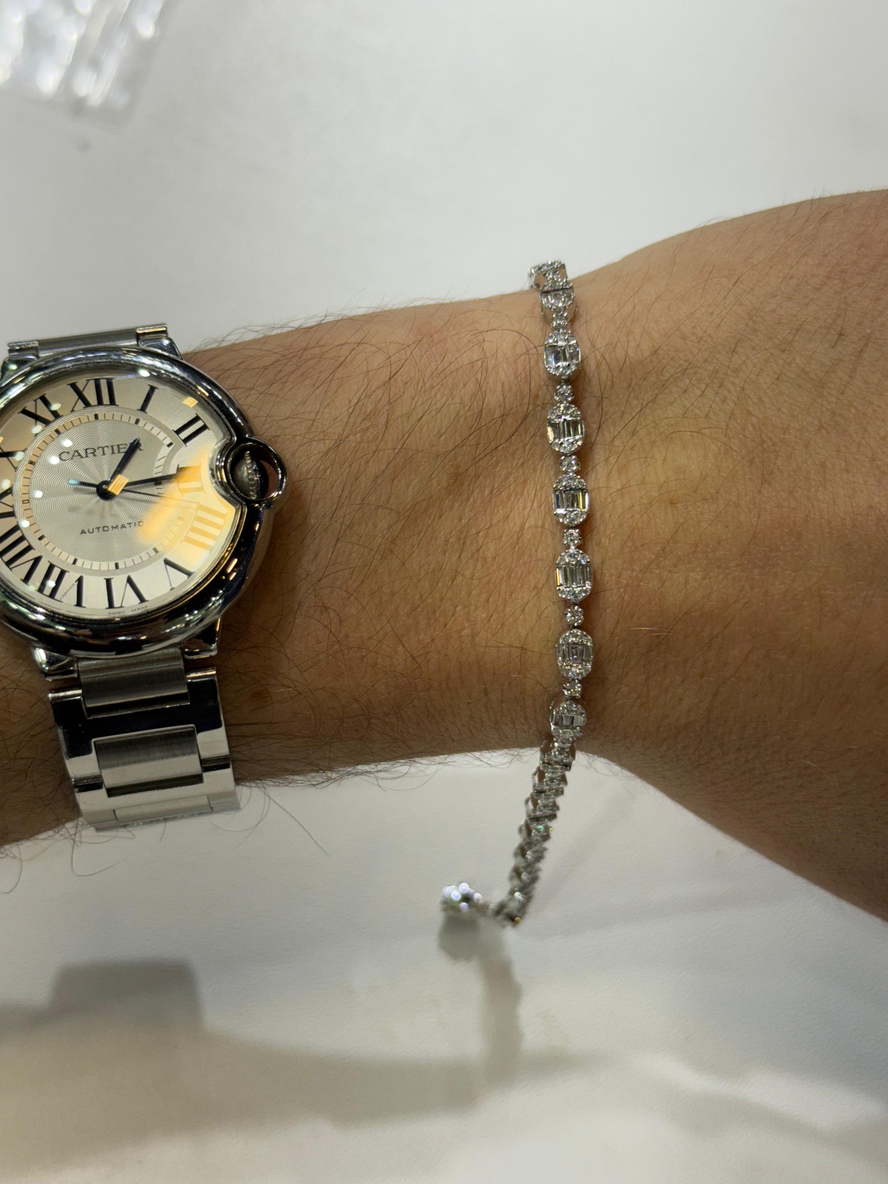 Pulsera de Oro Blanco 14K con Diamante