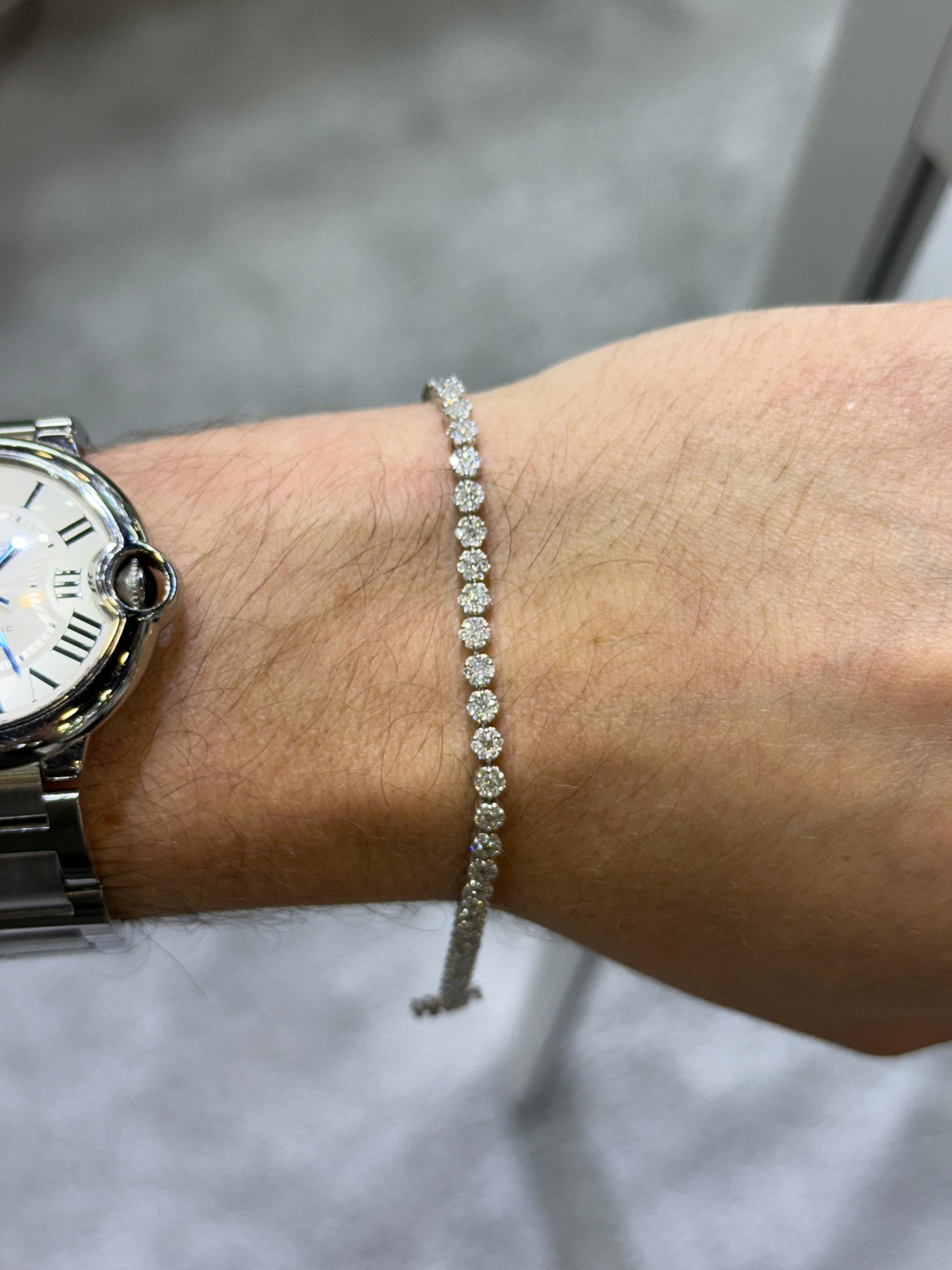 Pulsera de Oro Blanco 14K con Diamante