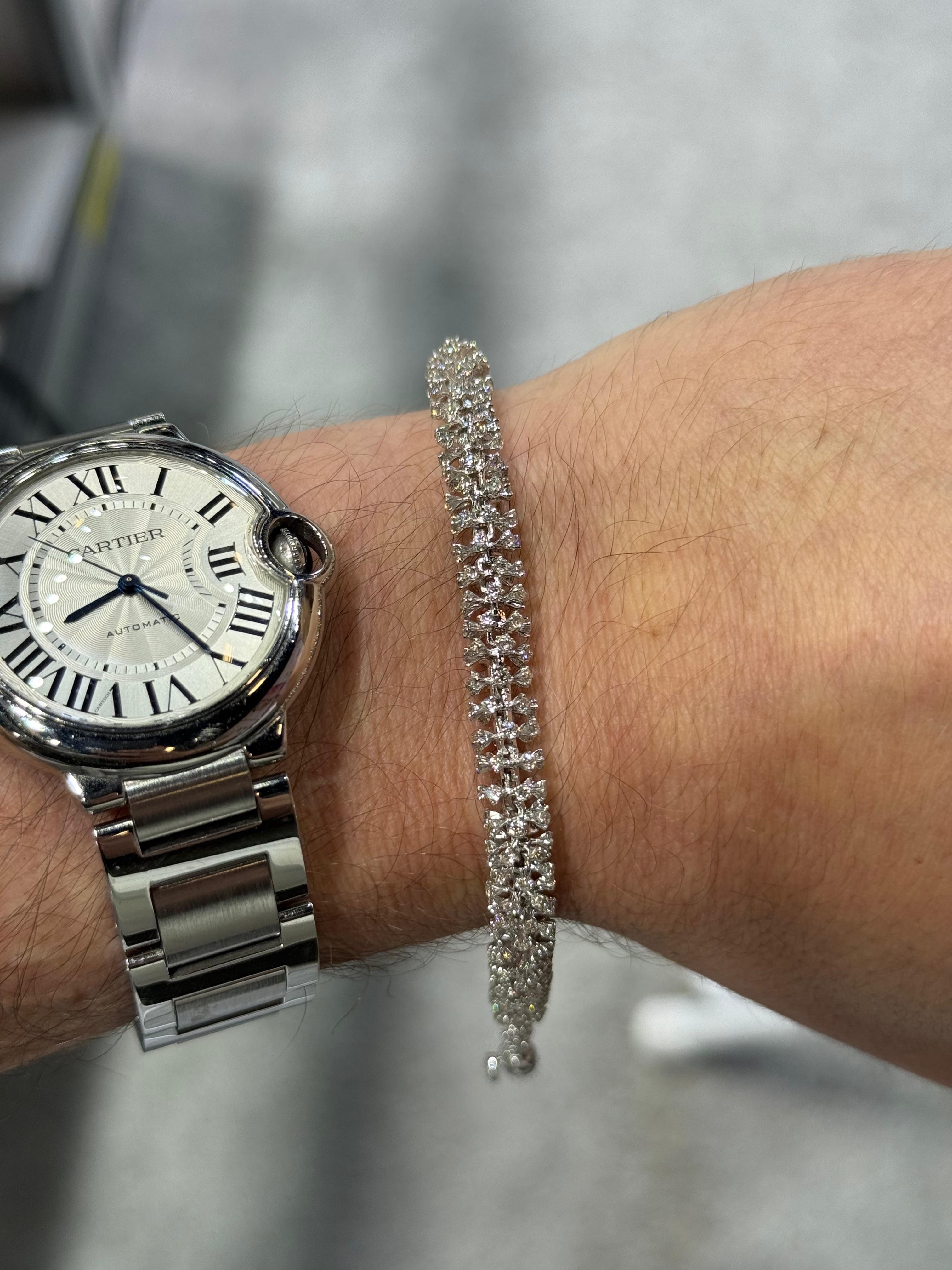 Pulsera de Oro Blanco 14K con Diamante