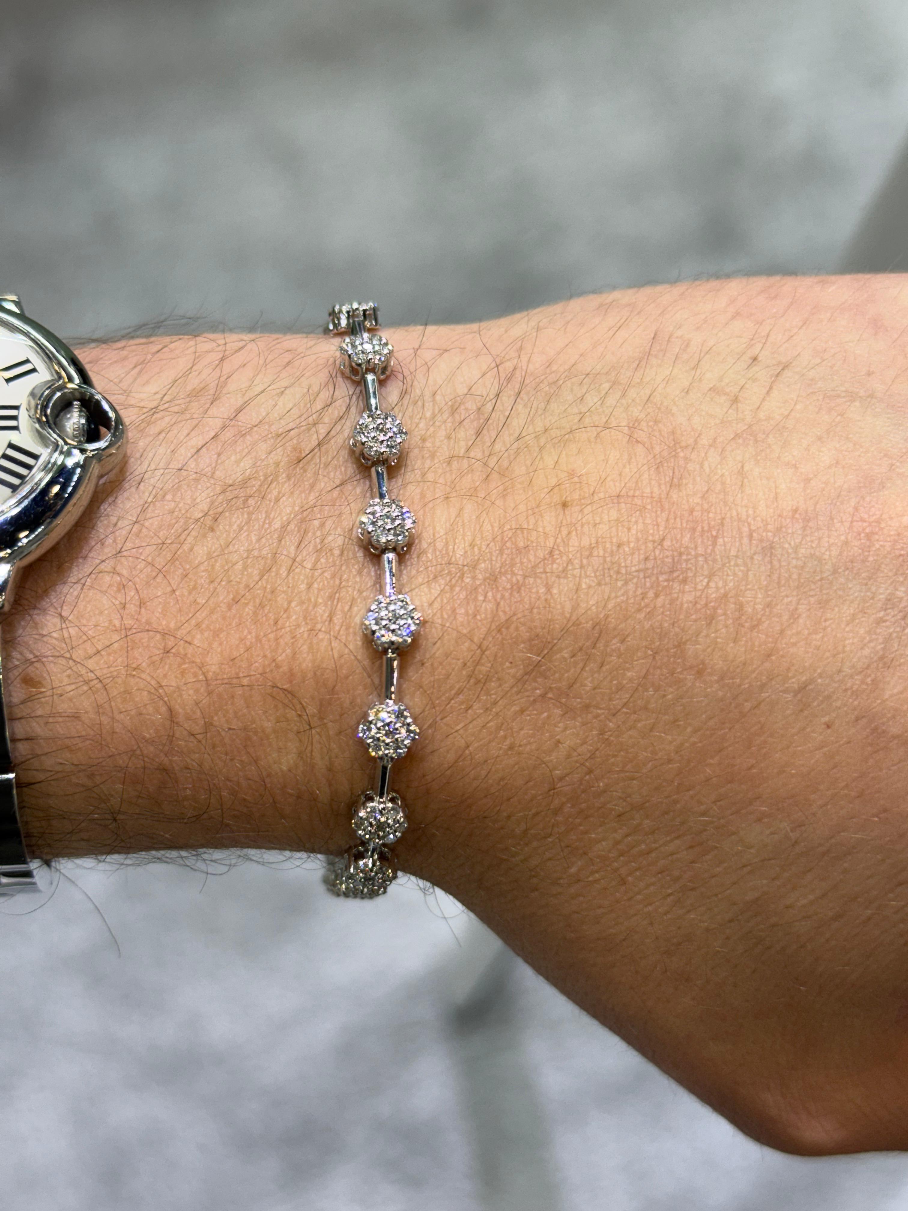 Pulsera de Oro Blanco 14K con Diamante