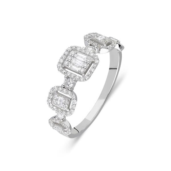 Anillo En Oro Blanco De 14K Con Diamante 0.39 Ct