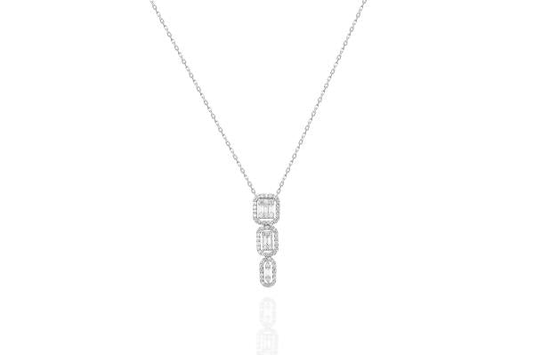 Collar En Oro Blanco De 14K Con Diamante 0.22 Ct