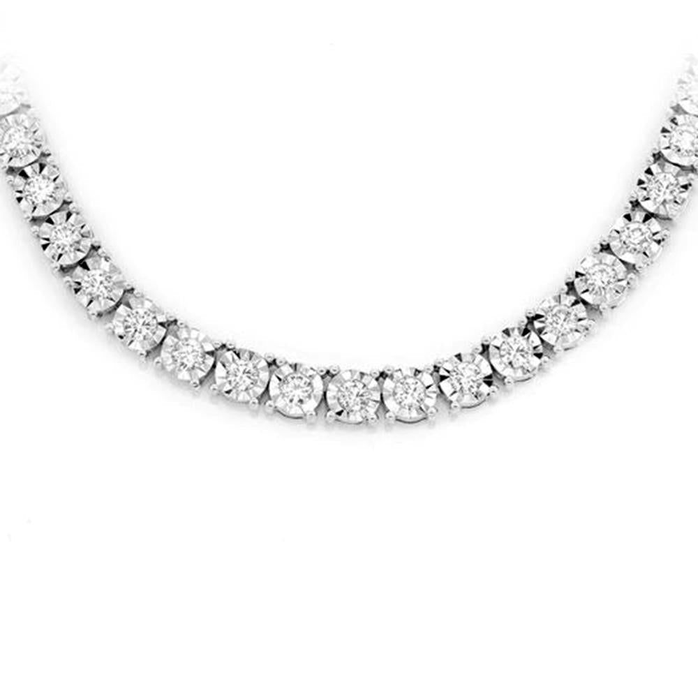 Collar Tennis De Diamante En Oro Blanco De 14K 14.89Ct