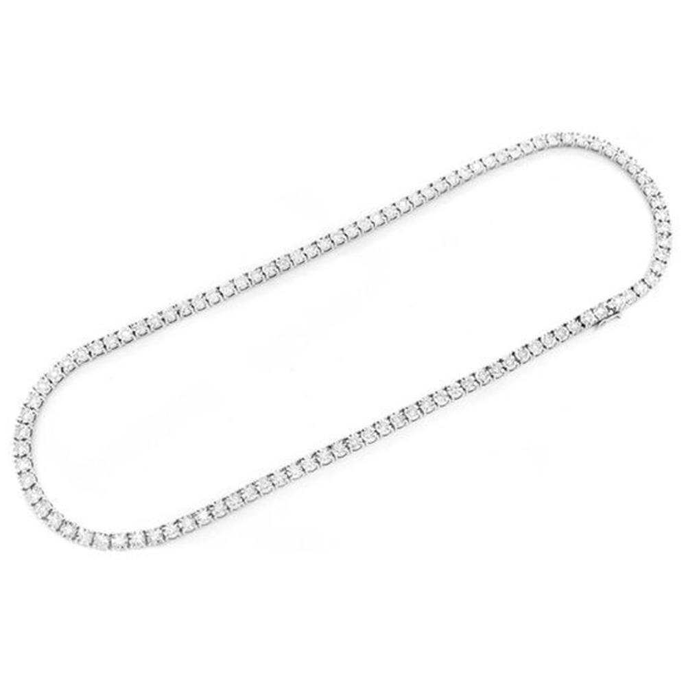 Collar Tennis De Diamante En Oro Blanco De 14K 14.89Ct