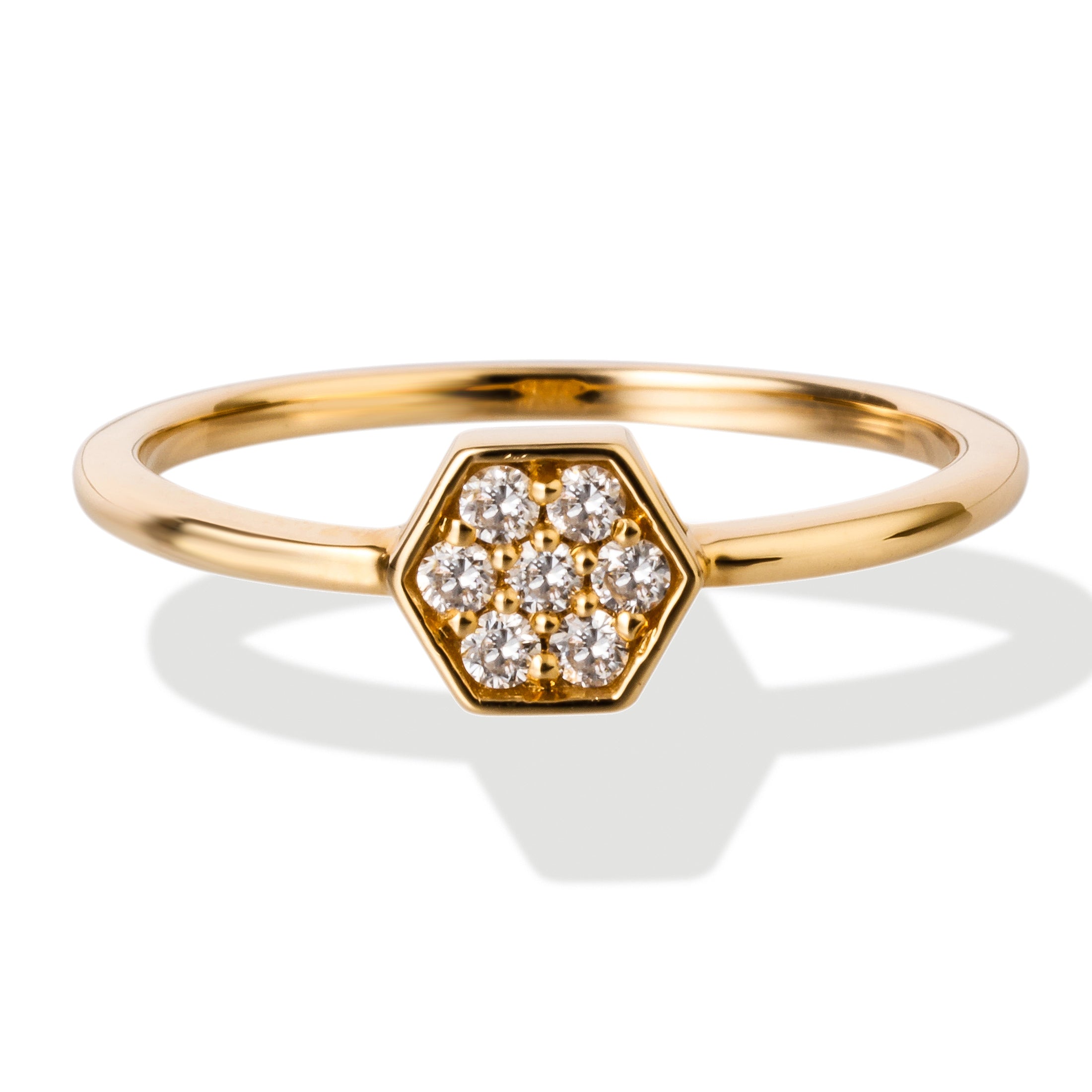 Anillo De 6 Esquinas De Diamantes De 14Kt, 0.1 CT
