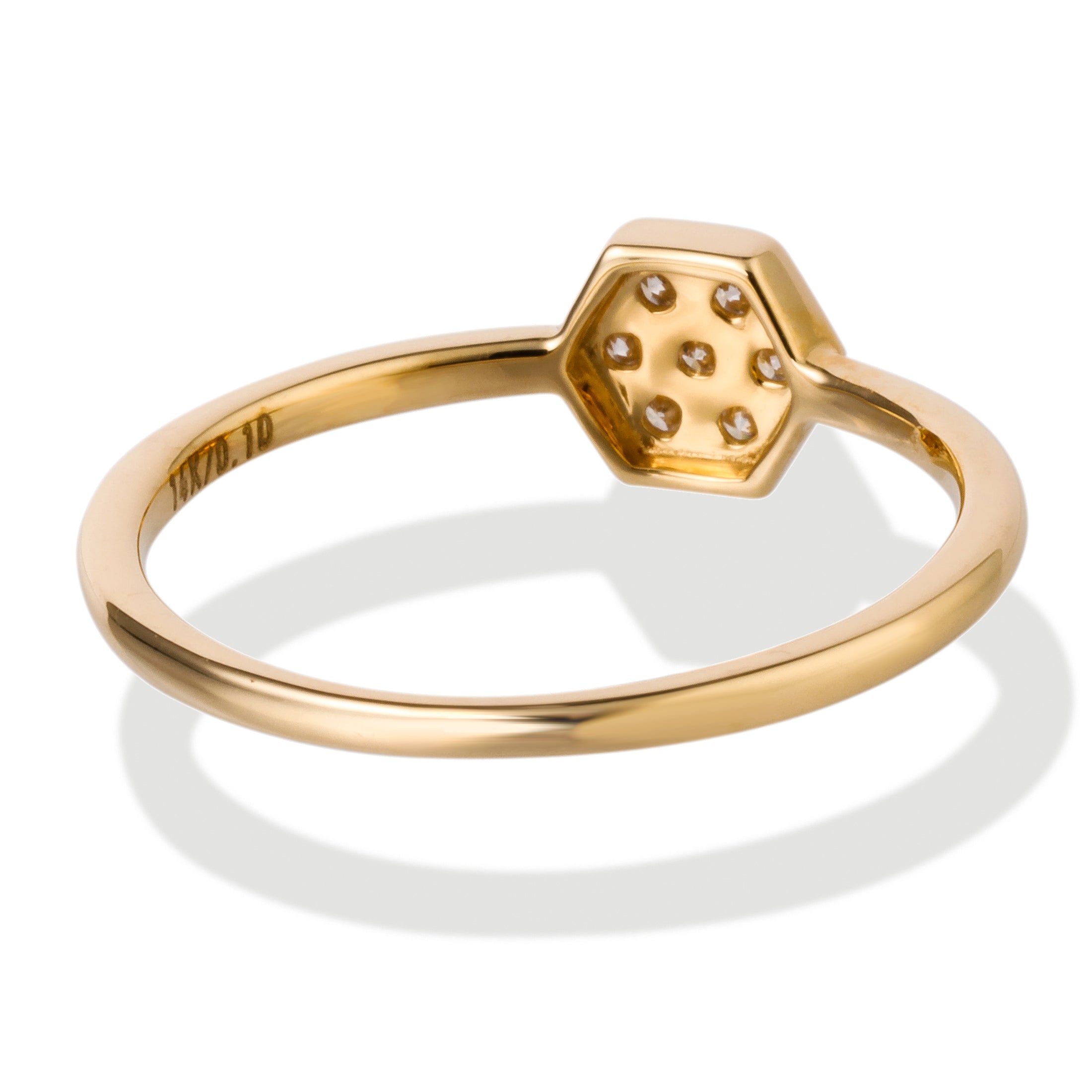 Anillo De 6 Esquinas De Diamantes De 14Kt, 0.1 CT