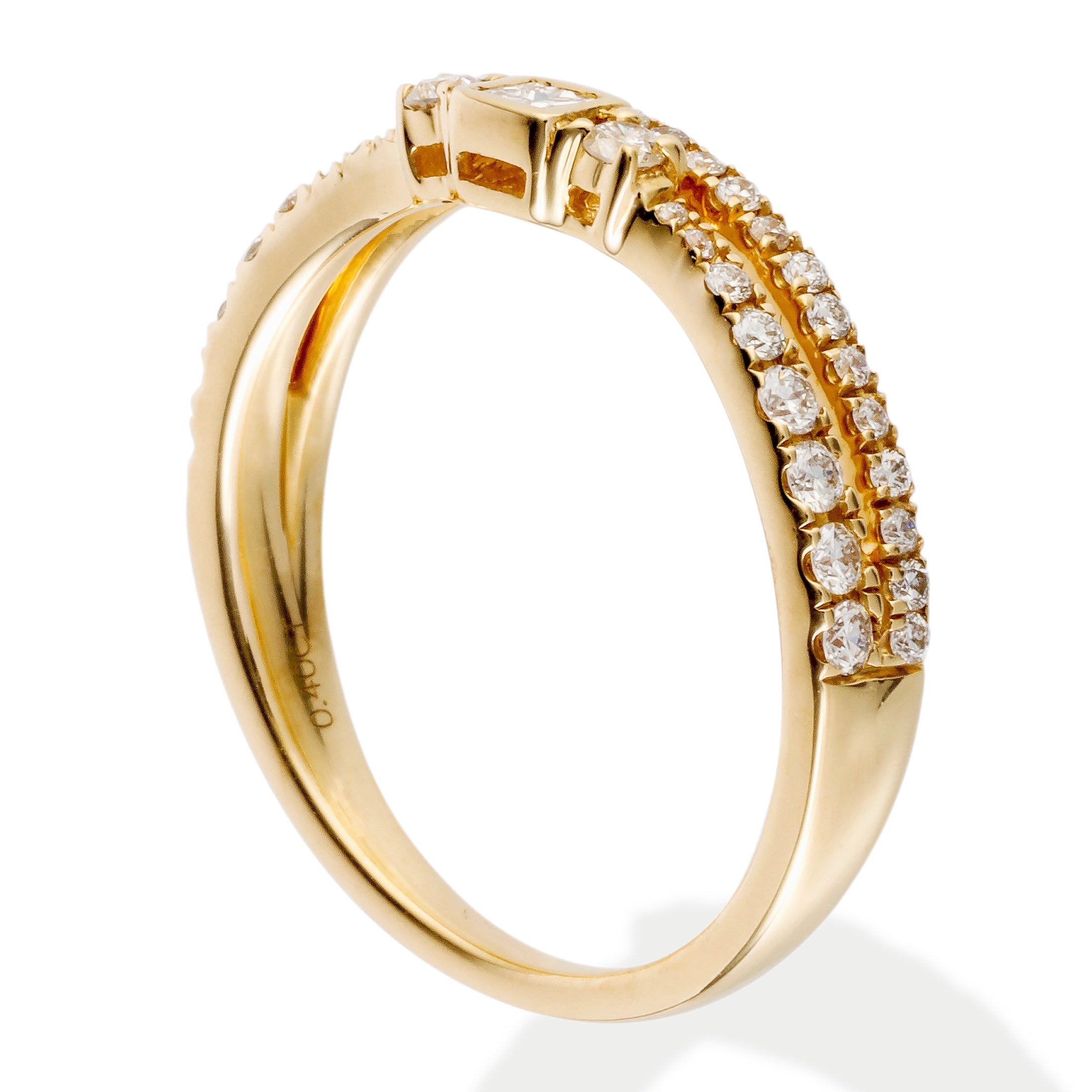 Anillo De Diamantes Redondos Y Baguette, 0.4 CT