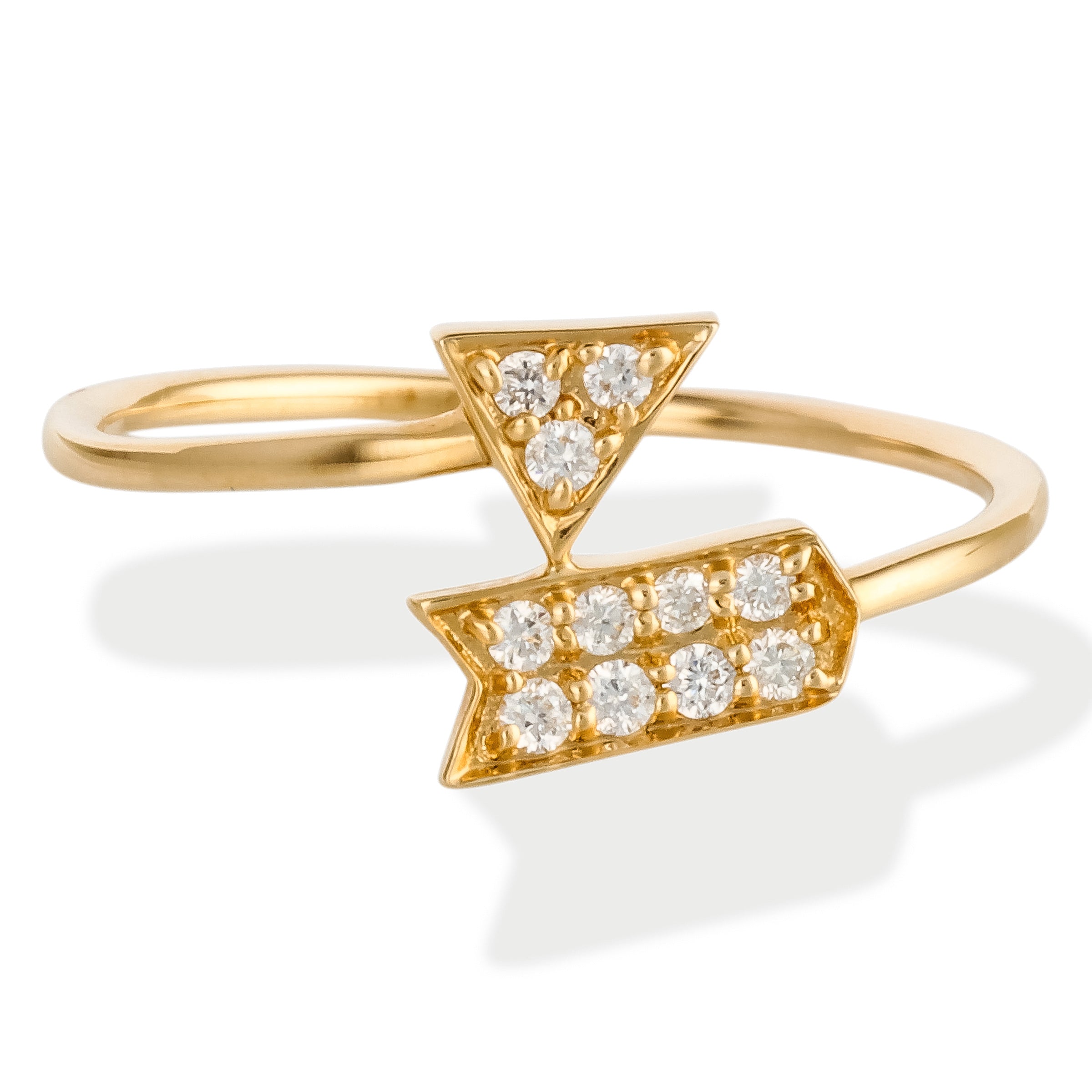 Anillo En Forma De Flecha De Diamante De Oro Amarillo De 14K 0.12 Ct.