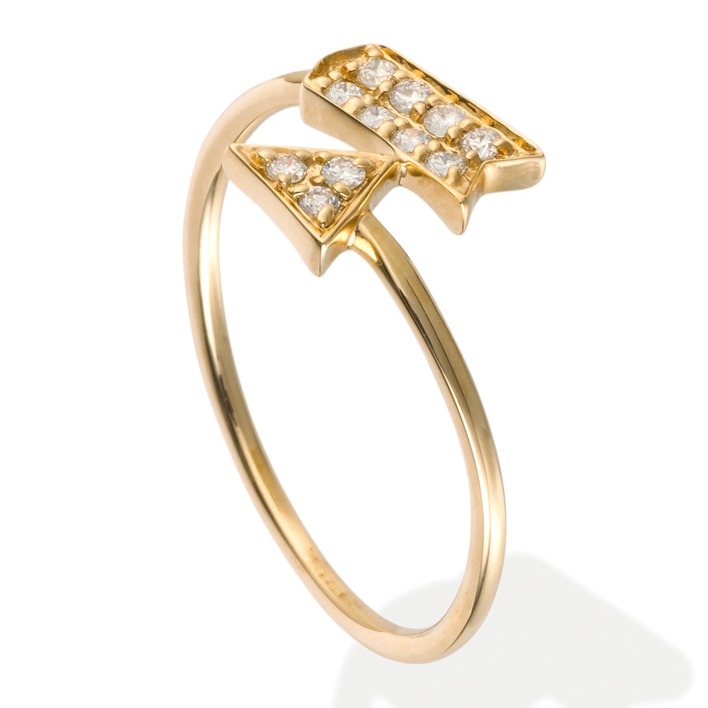 Anillo En Forma De Flecha De Diamante De Oro Amarillo De 14K 0.12 Ct.