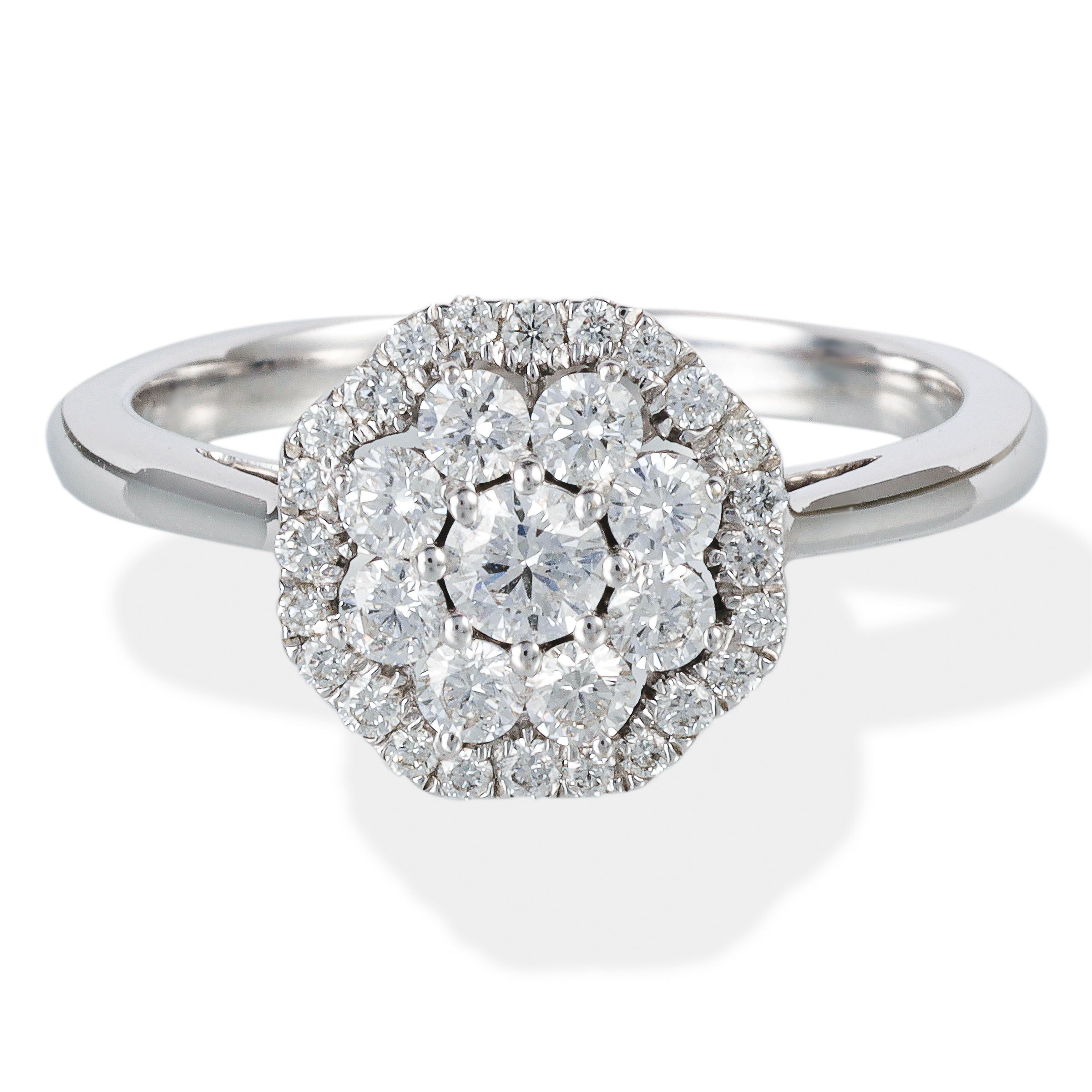 Anillo De Oro Blanco De 14K Y Diamantes 0.6 Ct.