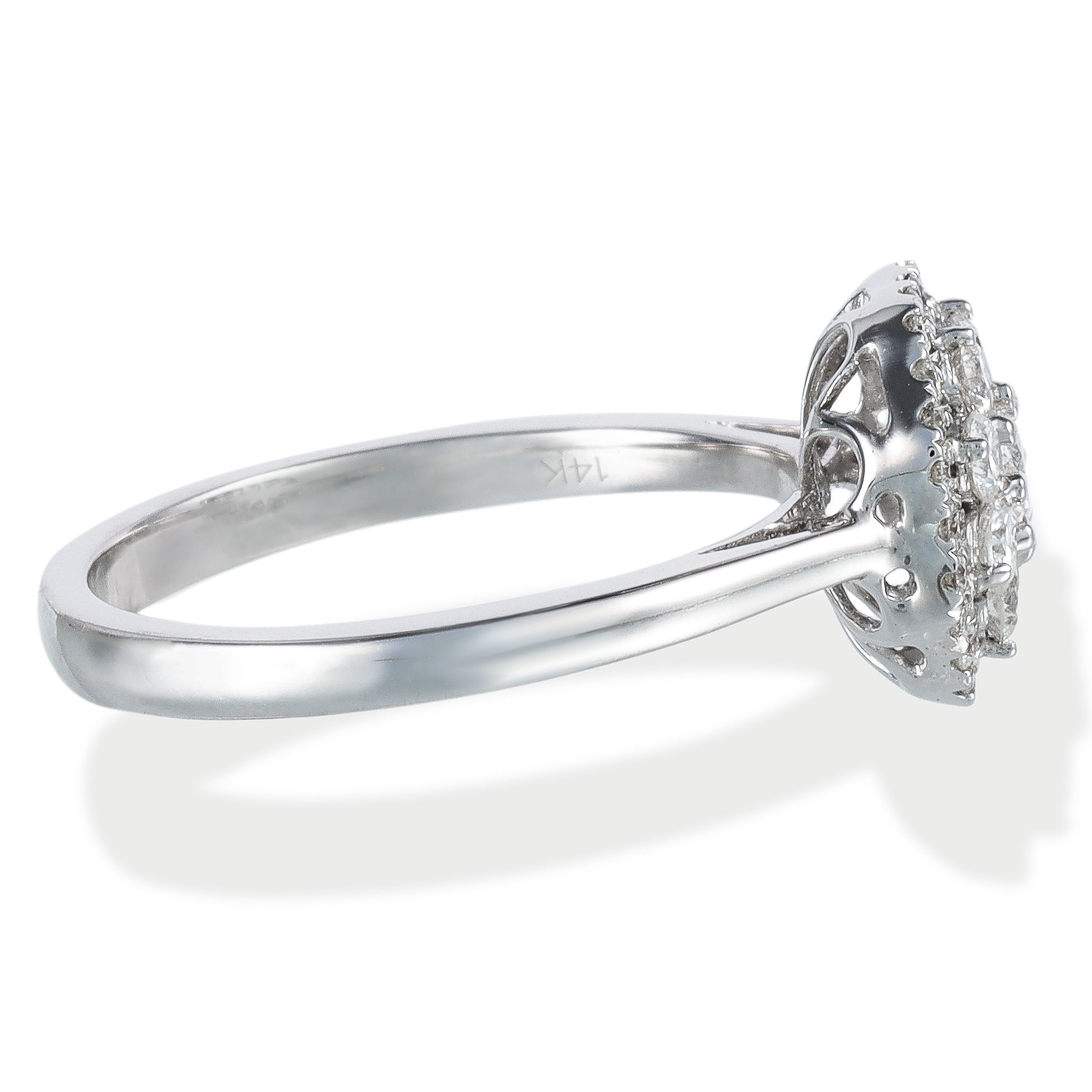 Anillo De Oro Blanco De 14K Y Diamantes 0.6 Ct.