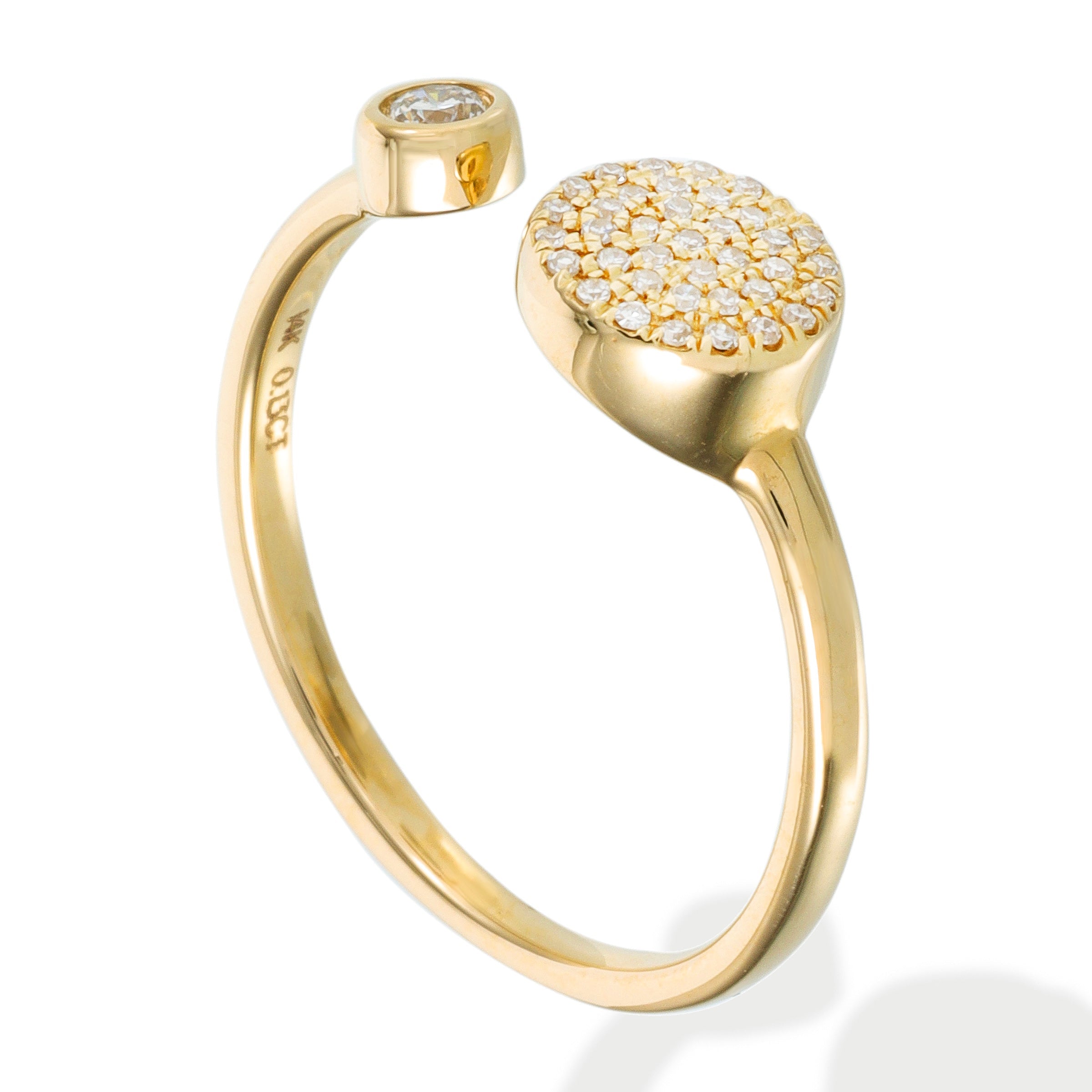 Anillo De Disco Redondo De Diamante 0.13 Ct.