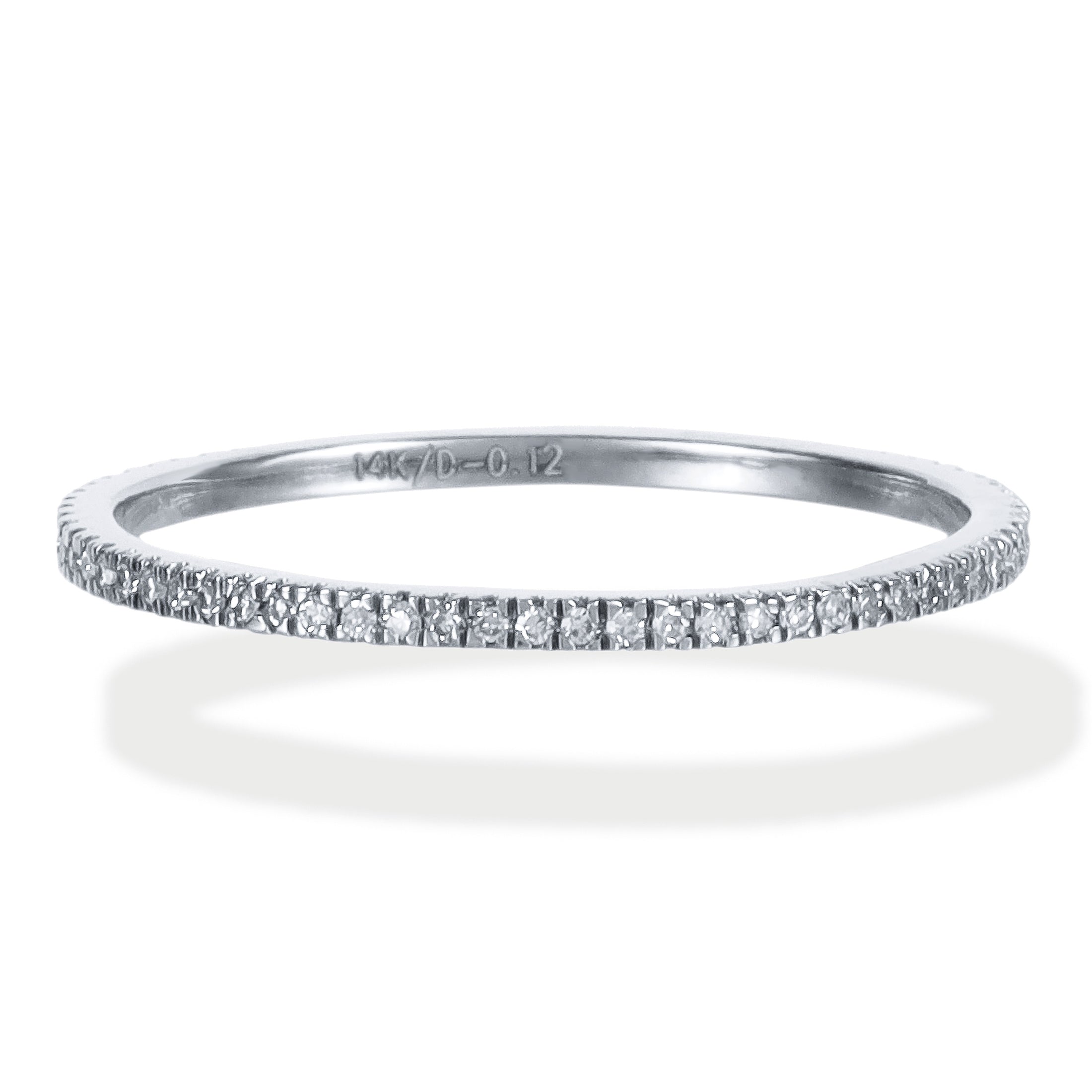 Anillo De Oro Blanco De 14 K Banda Completa  0.12 TCW.