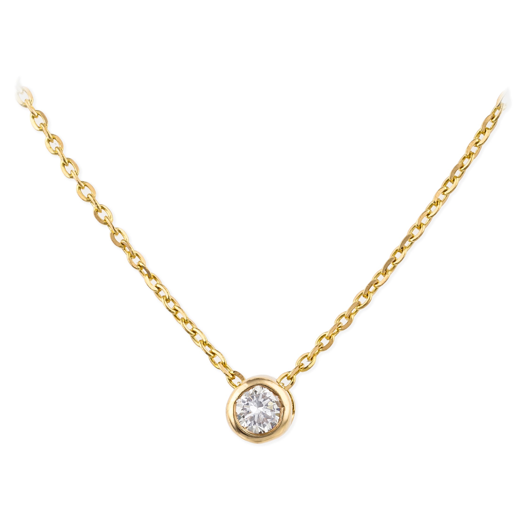 14Kt 1-Piece Round Diamond Necklace, 0.09 CT