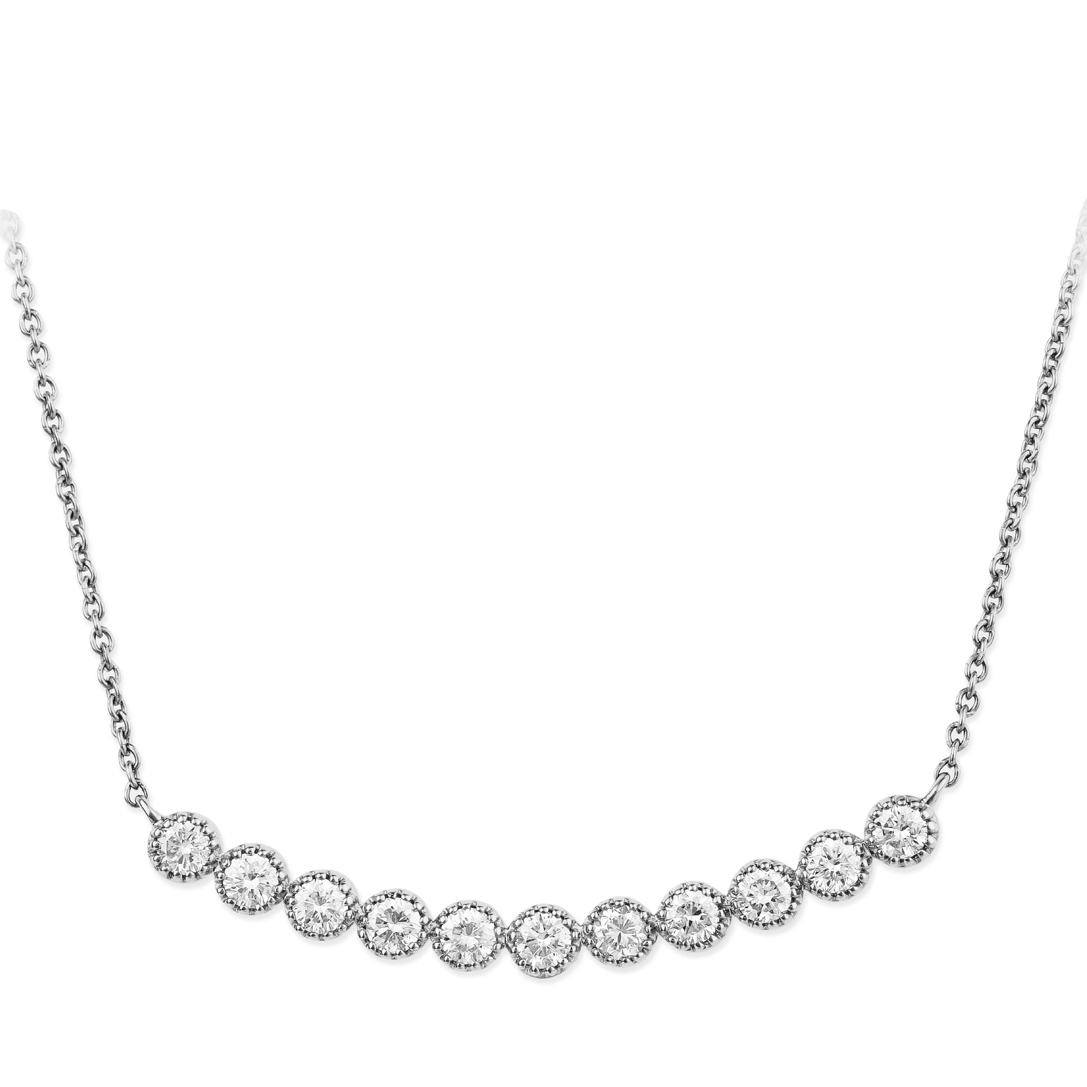 Collar De Barra Curva De Diamantes De 14K 0.63 CT