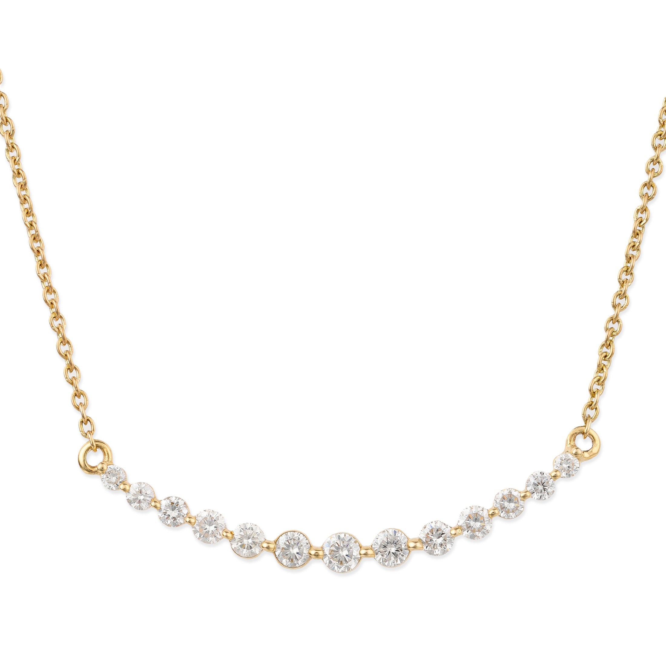 Collar De Barra Curva De Diamantes De 14K  0.45 TCW.