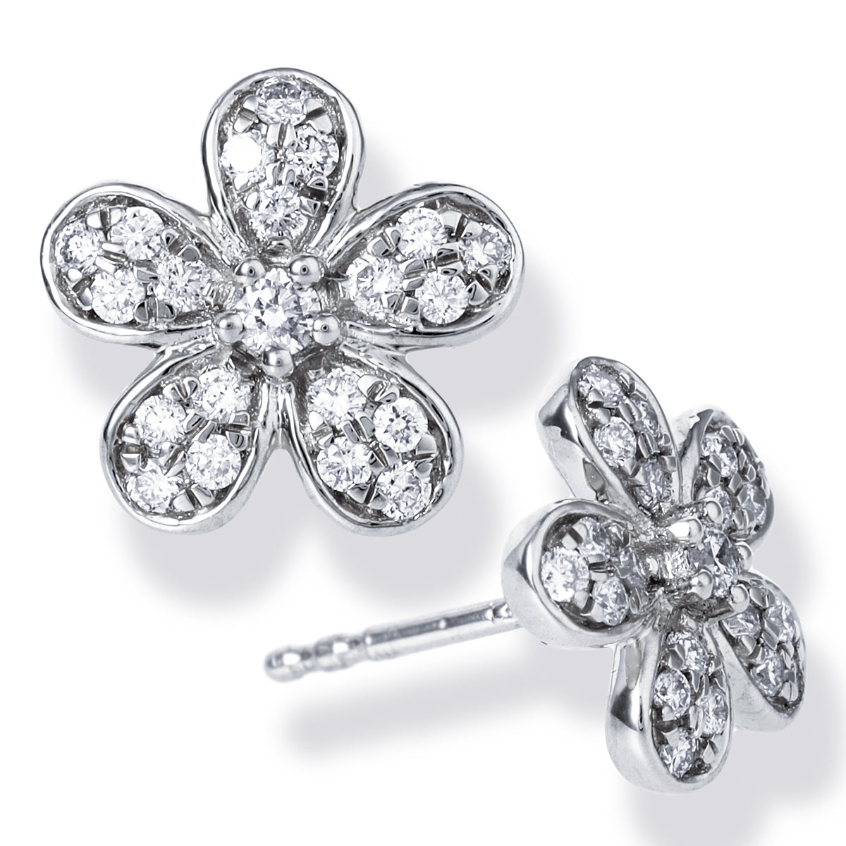 Pendientes En Forma De Flor De Diamante 0.34 Ct.