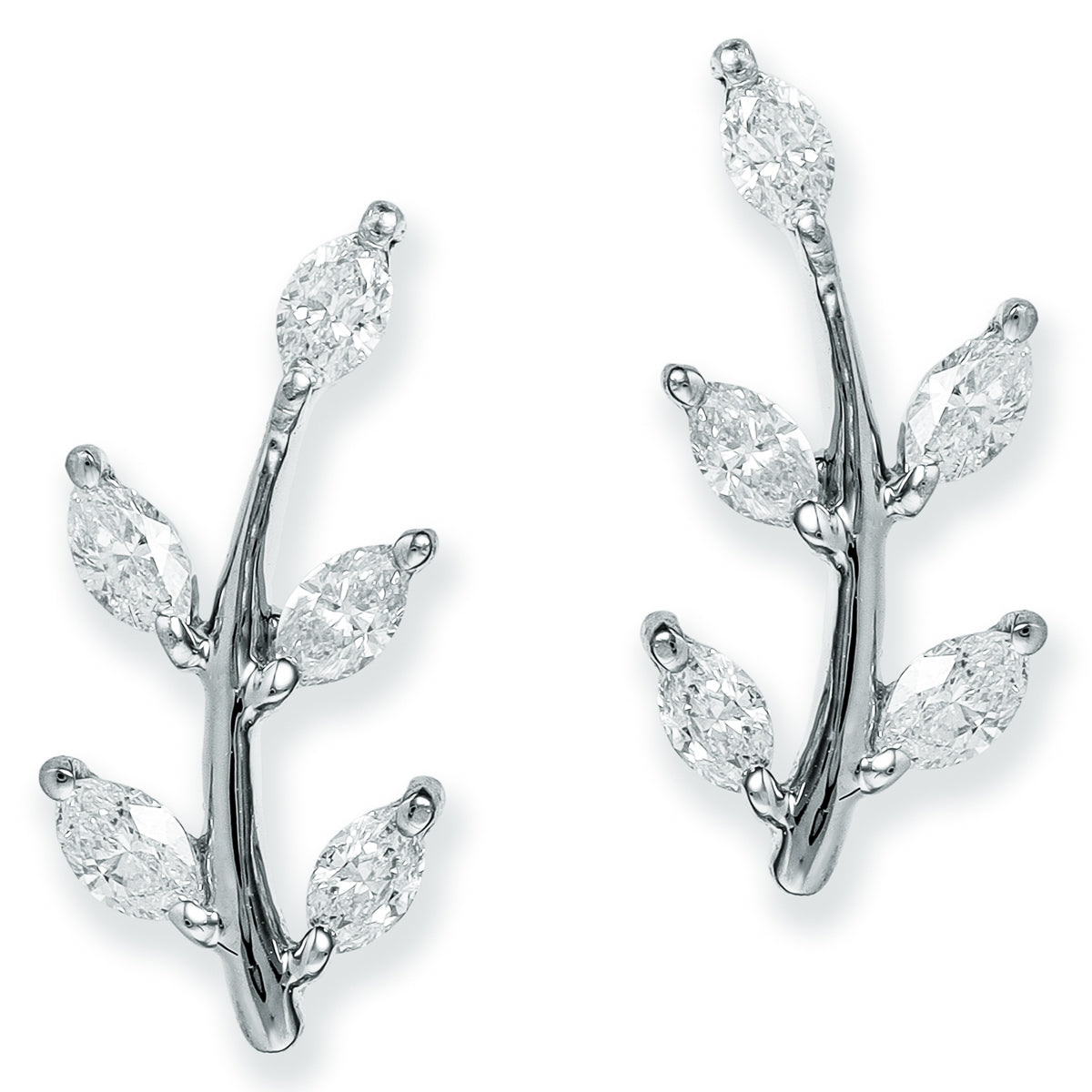 Aretes De Hoja De Diamantes De 14K Con Diamantes Marquesa  0.30 TCW.