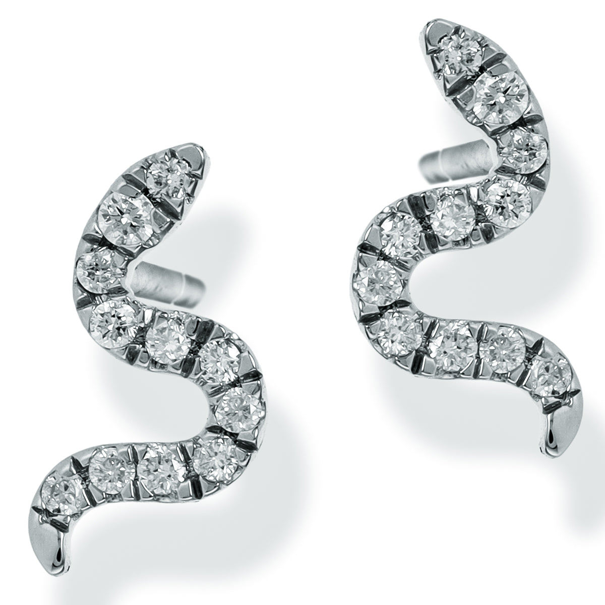 Pendientes De Oro Rosa De 14 Quilates Con Forma De Serpiente Y Diamantes 0.12 Ct.