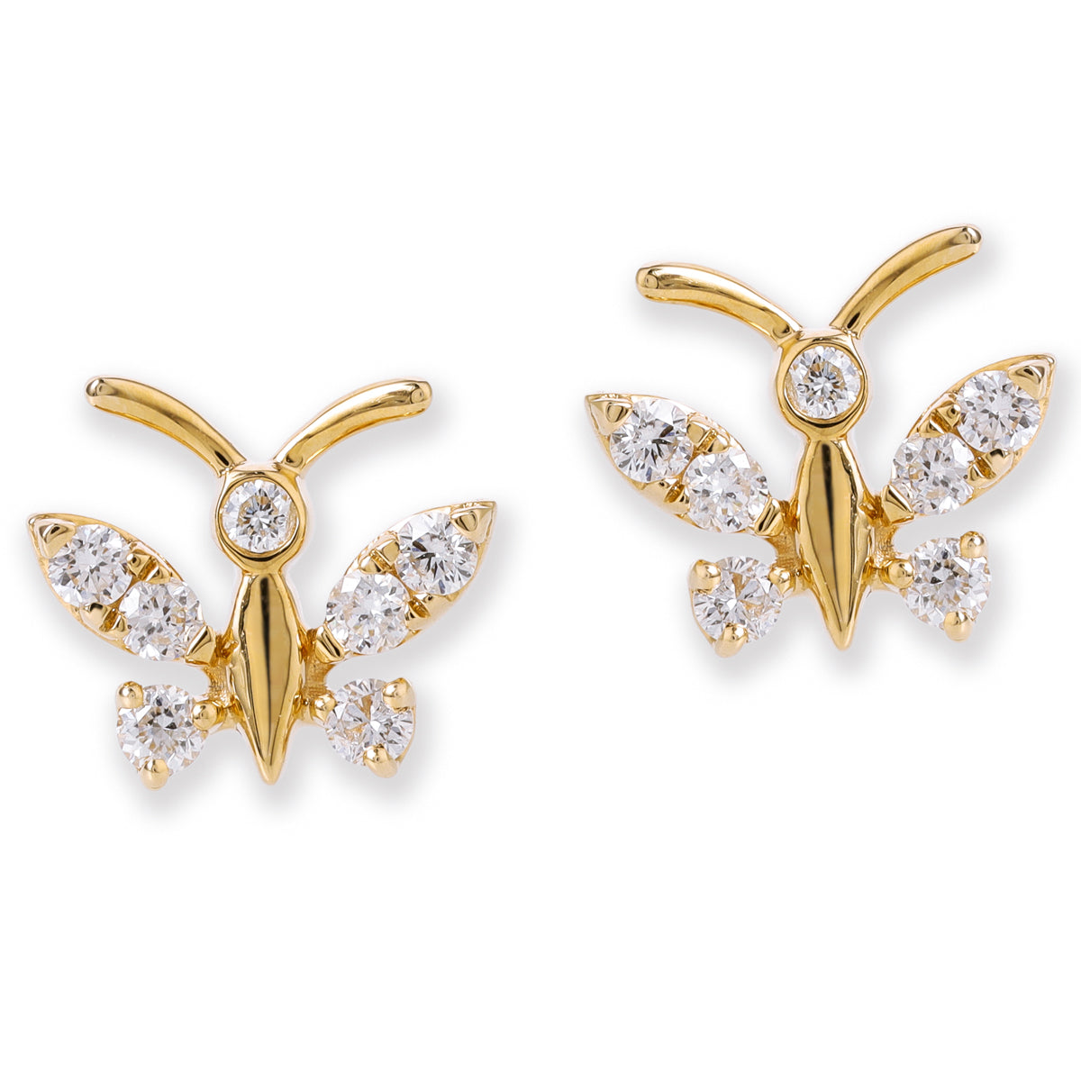 Aretes De Mariposa Con Diamantes De Oro Amarillo de 14K  0.17 TCW.