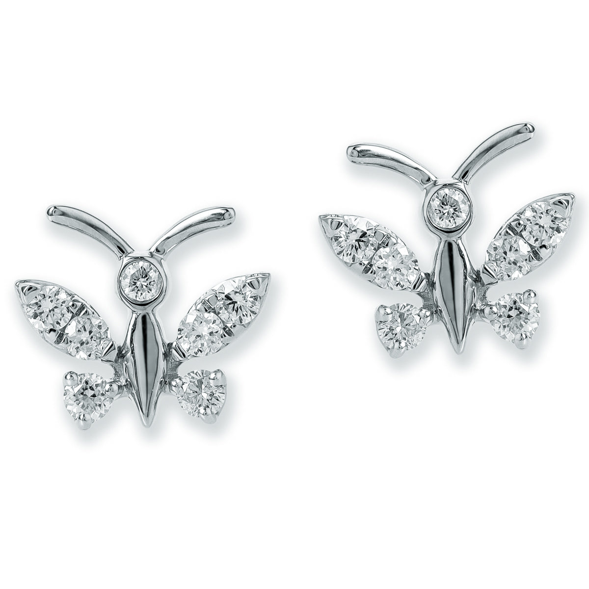 Aretes De Mariposa Con Diamantes De Oro Blanco de 14K  0.17 TCW.