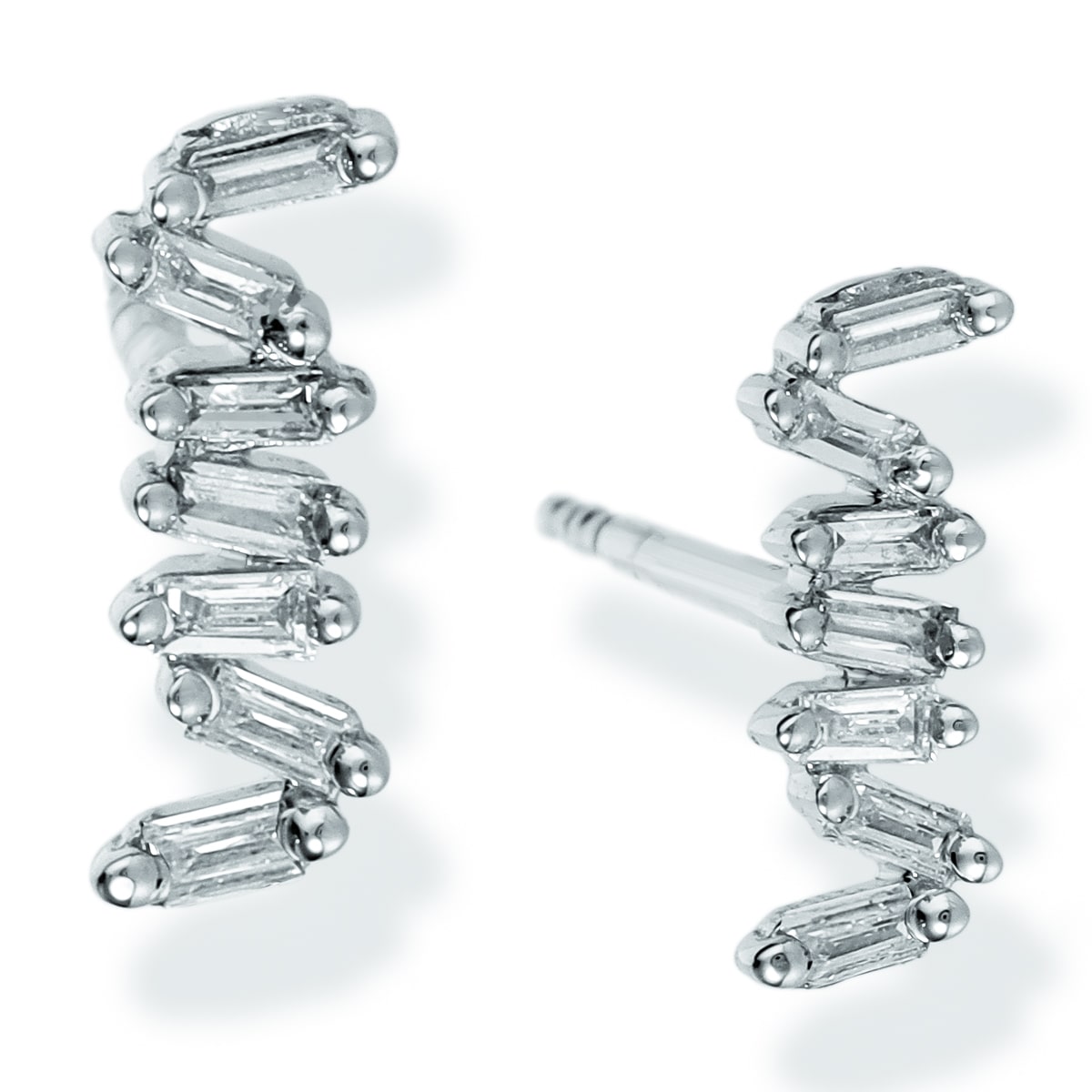 14Kt Diamond Baguette Earrings, 0.1 CT