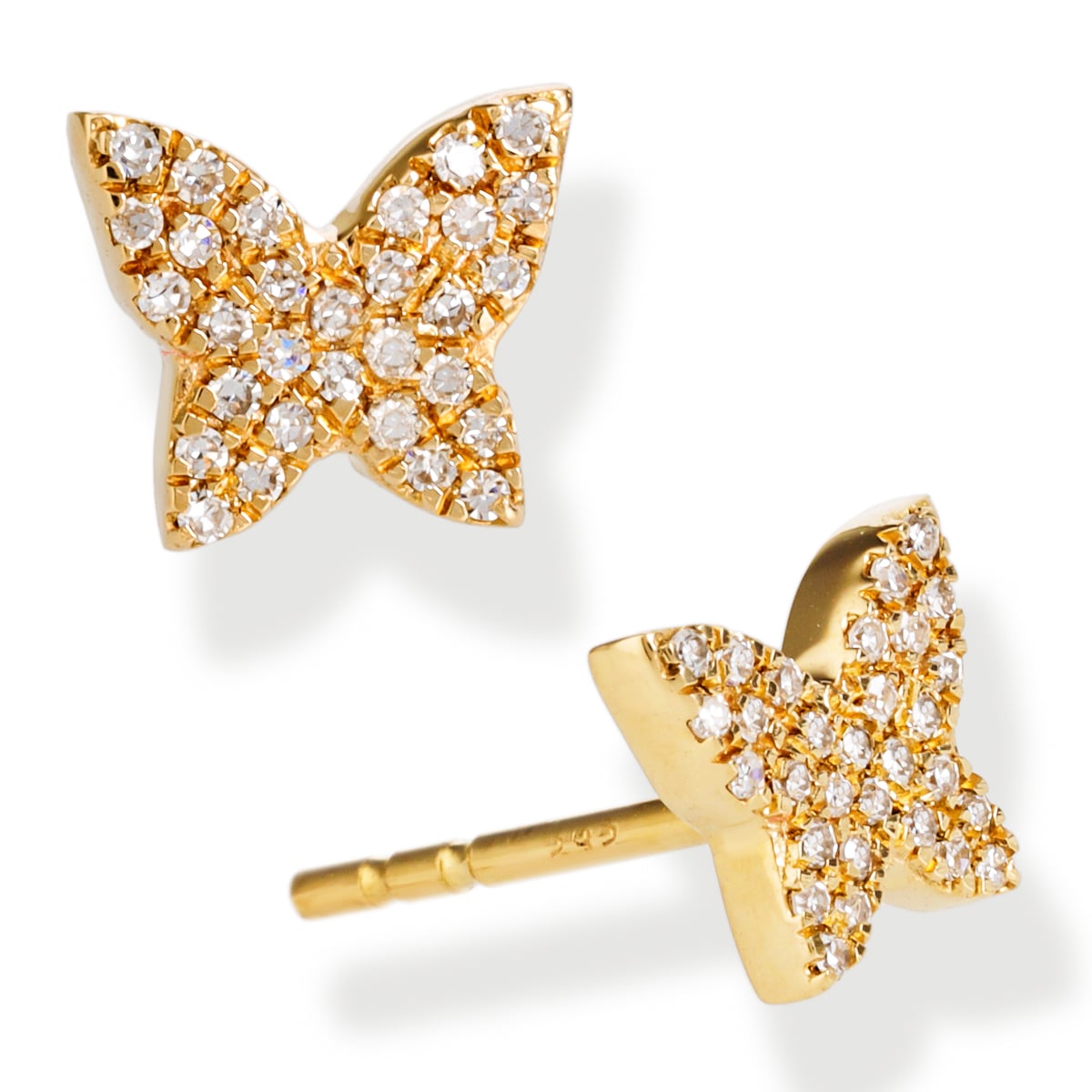 Aretes De Mariposa De Diamantes 0.13 Ct.