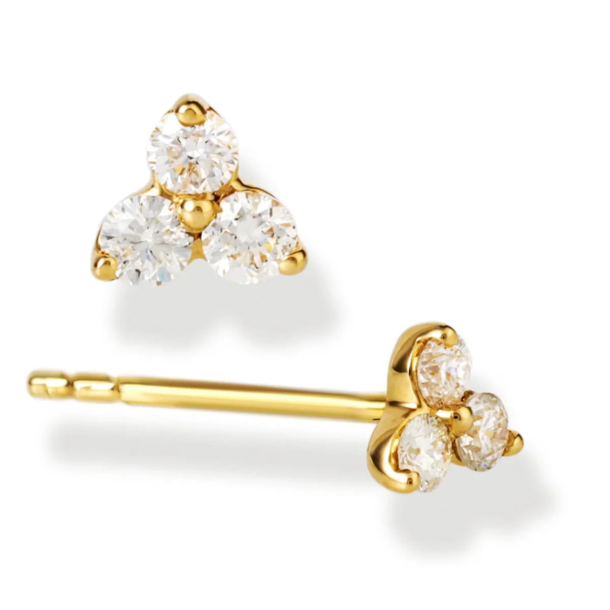 Pendientes De Oro Amarillo De 14 Quilates Trío De Diamantes 0.15 Ct.