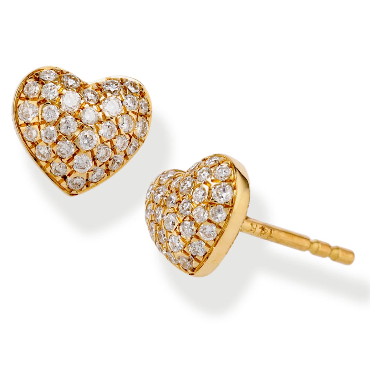 14Kt. Diamond Heart Shaped Earrings, 0.26 CT