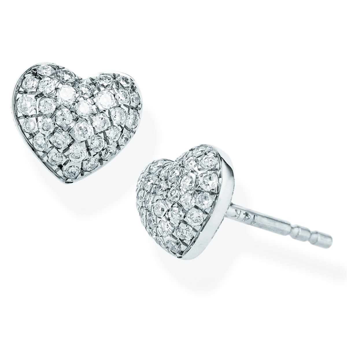 14Kt. Diamond Heart Shaped Earrings, 0.26 CT