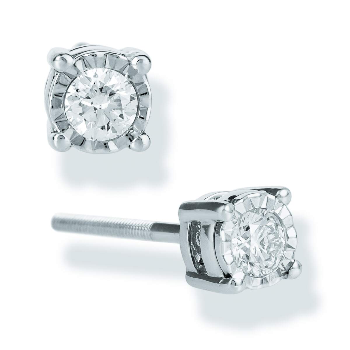 14Kt. Round Diamond Illusion Earrings, 0.25 CT