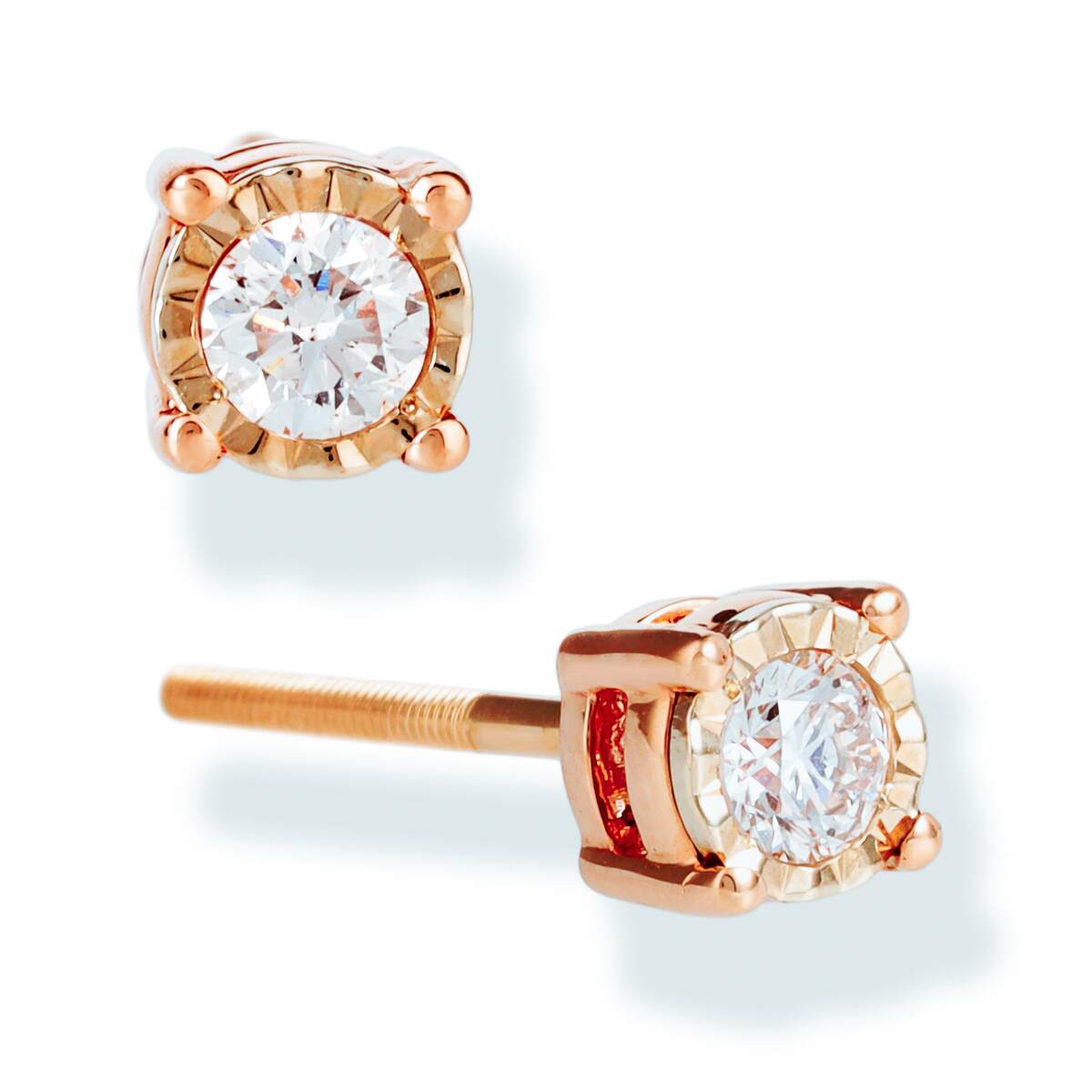 14Kt. Round Diamond Illusion Earrings, 0.25 CT