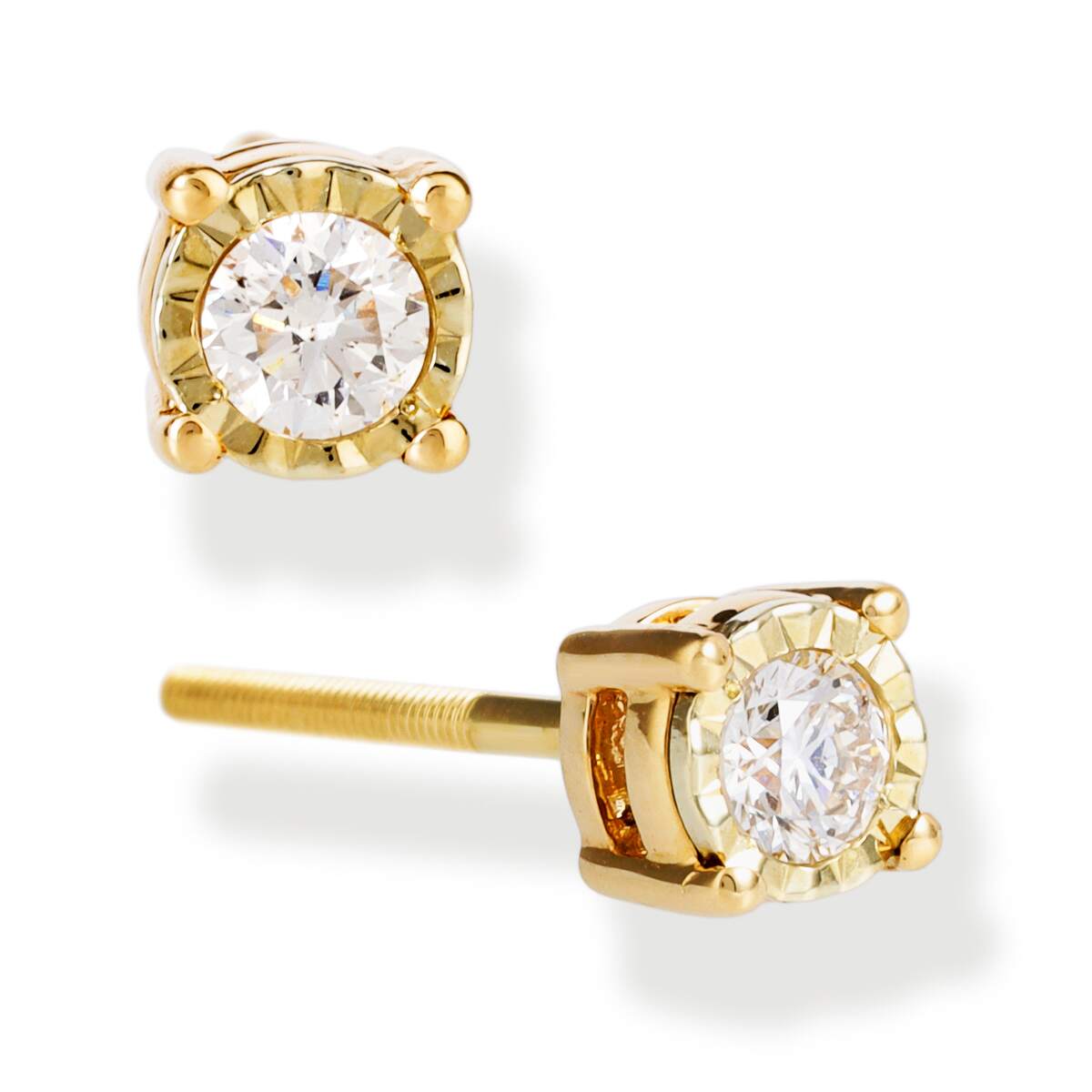 14Kt. Round Diamond Illusion Earrings, 0.25 CT