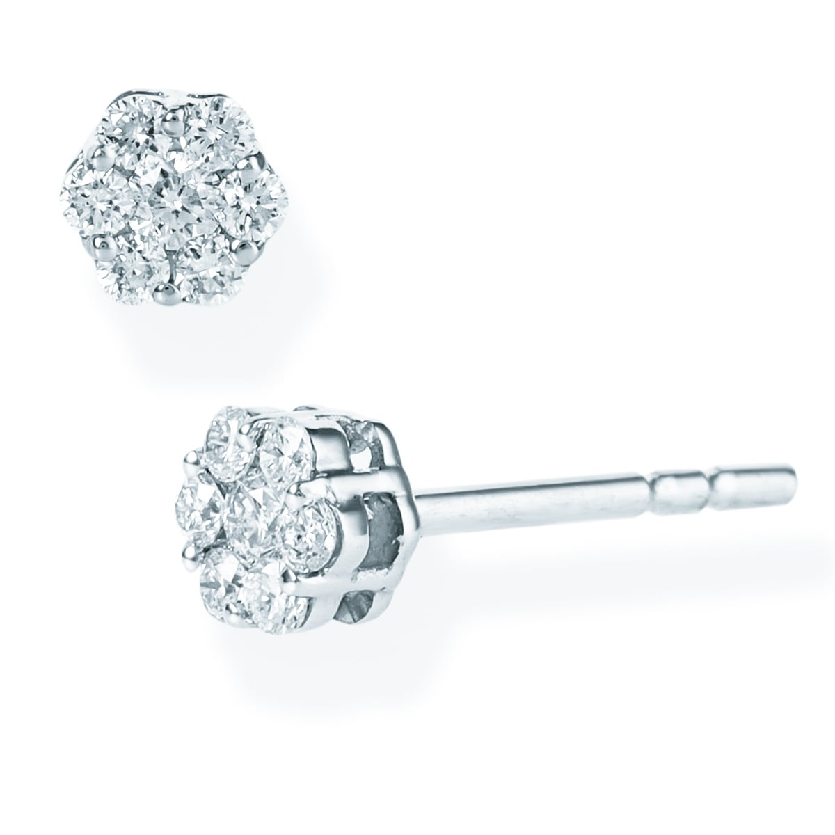 14Kt. Round Diamond Disc Earring, 0.16 CT