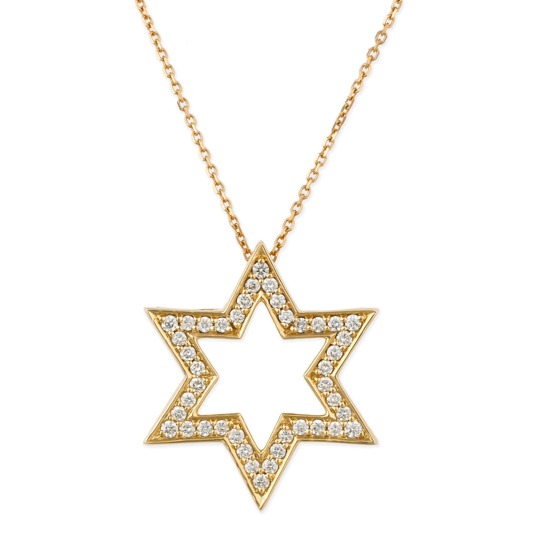 Collar De Estrella De Diamantes En Oro Amarillo De 14 K,   0.21 TCW.