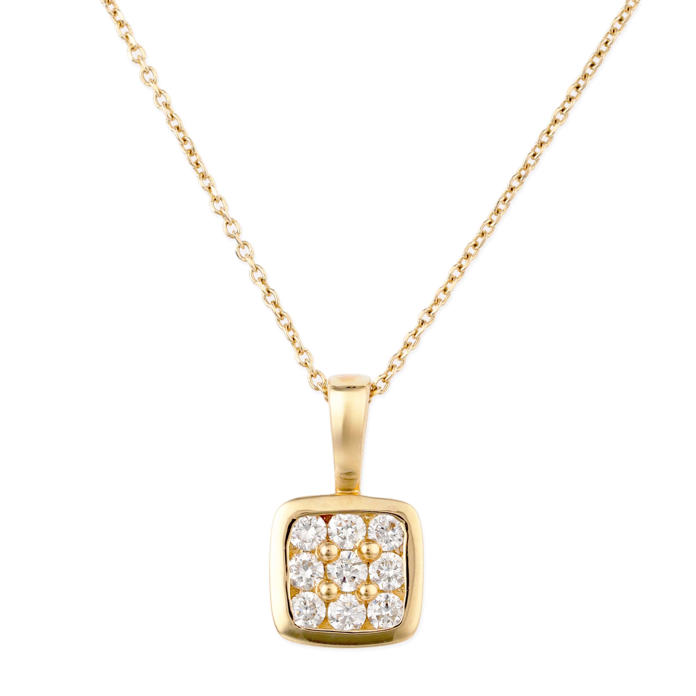 Pendente Cuadrado De Diamantes 0.2 Ct.